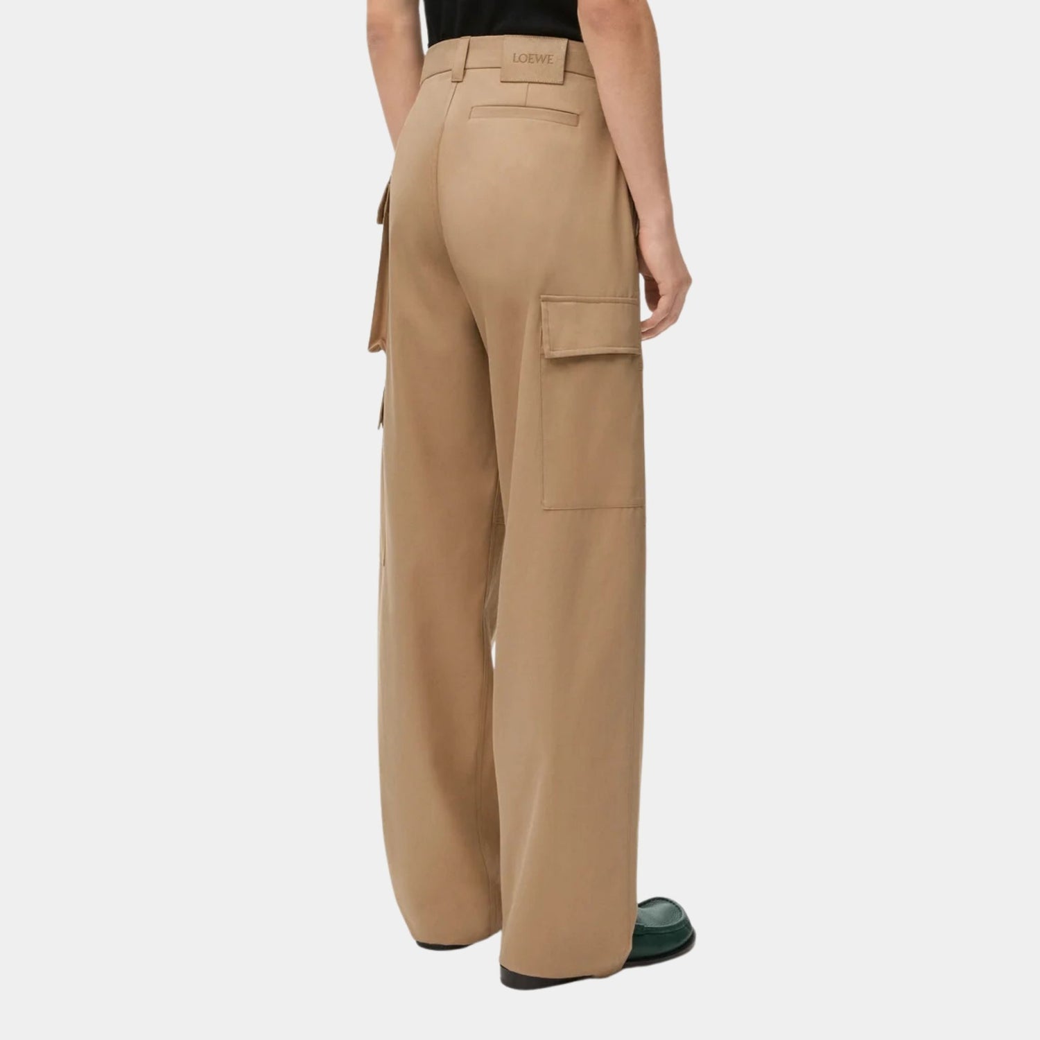 Loewe Beige Cargo Trousers in Cotton and Silk, Back