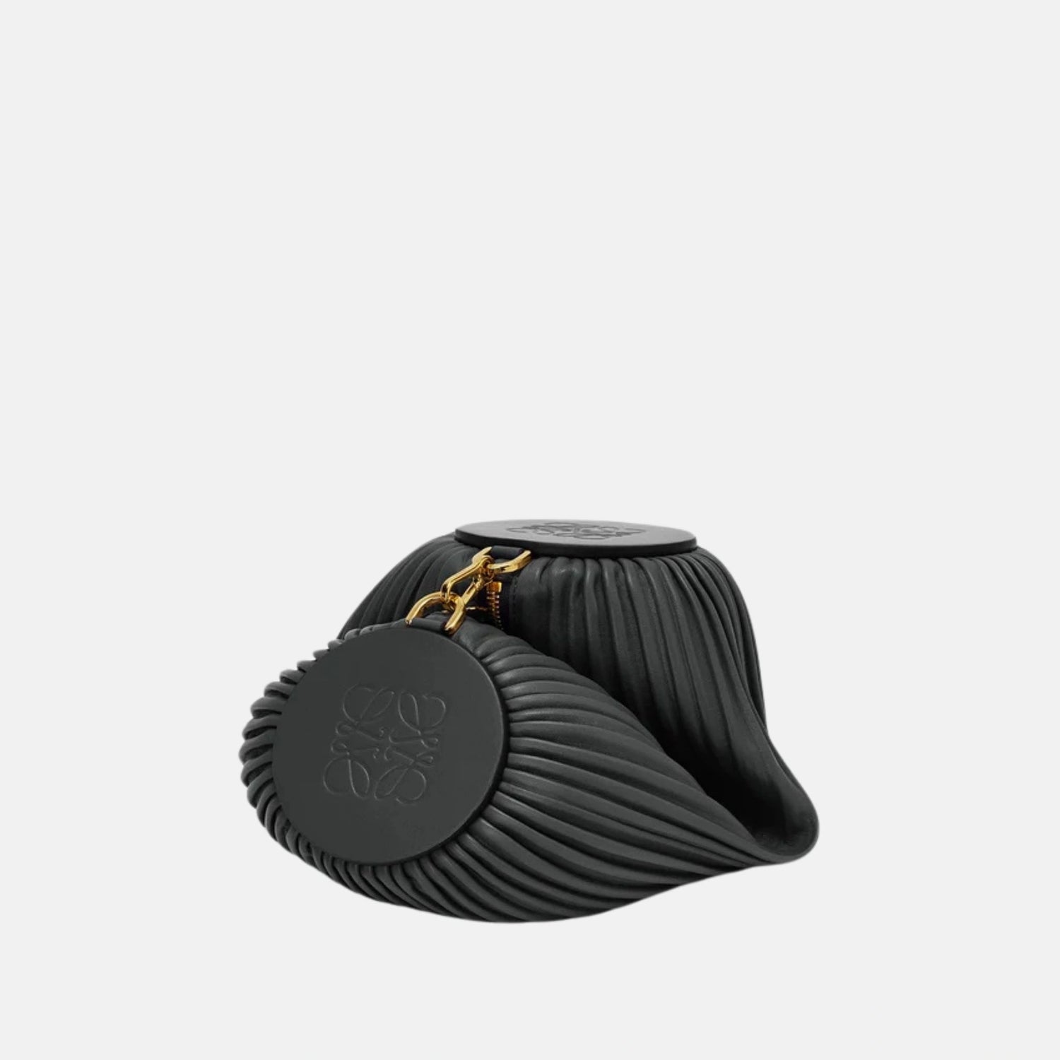 Loewe Bracelet Pouch in Pleated Nappa Lambskin, Black, Fold