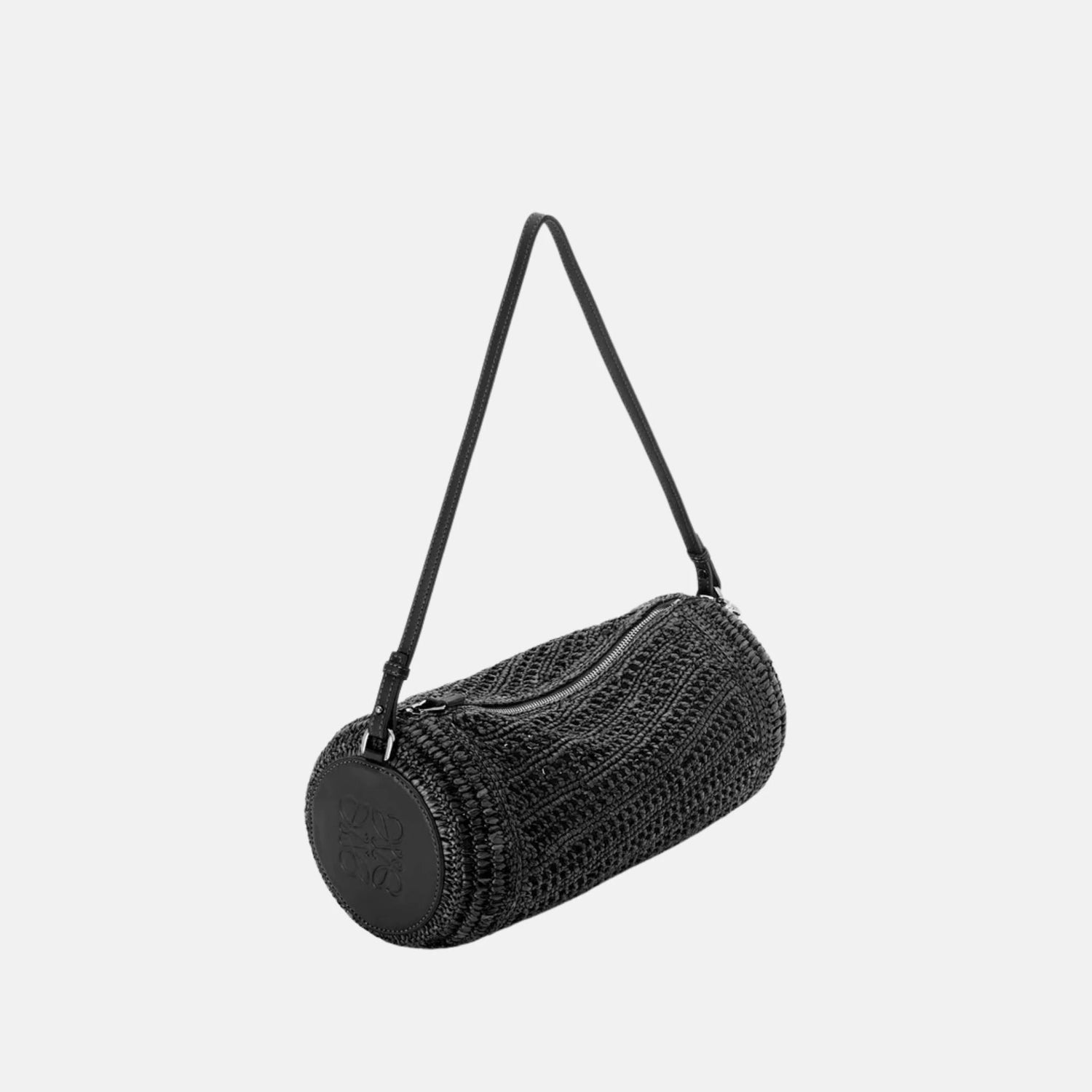 Loewe Bracelet Pouch in Raffia and Calfskin, Front