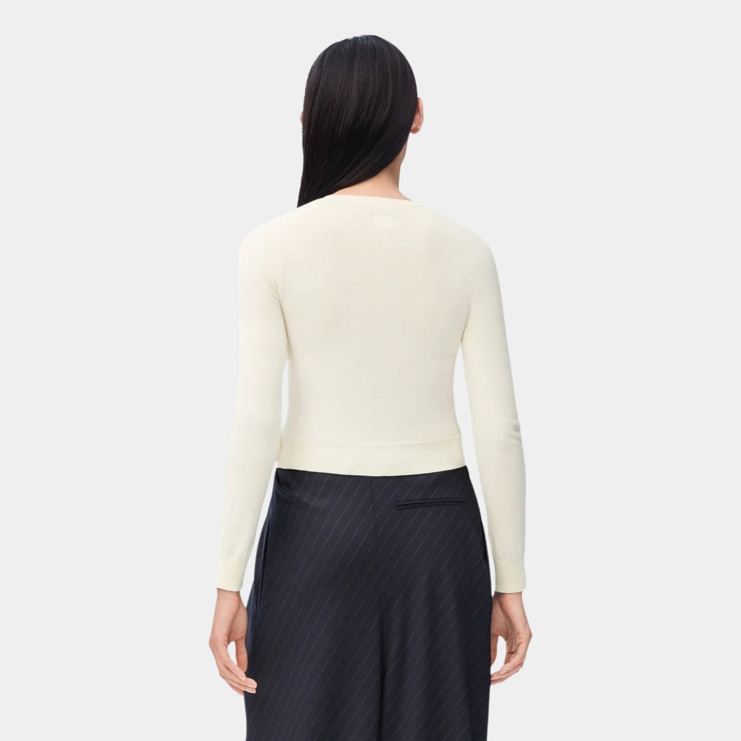 Loewe Cardigan in Wool Trapeze Silhouette, White, Back