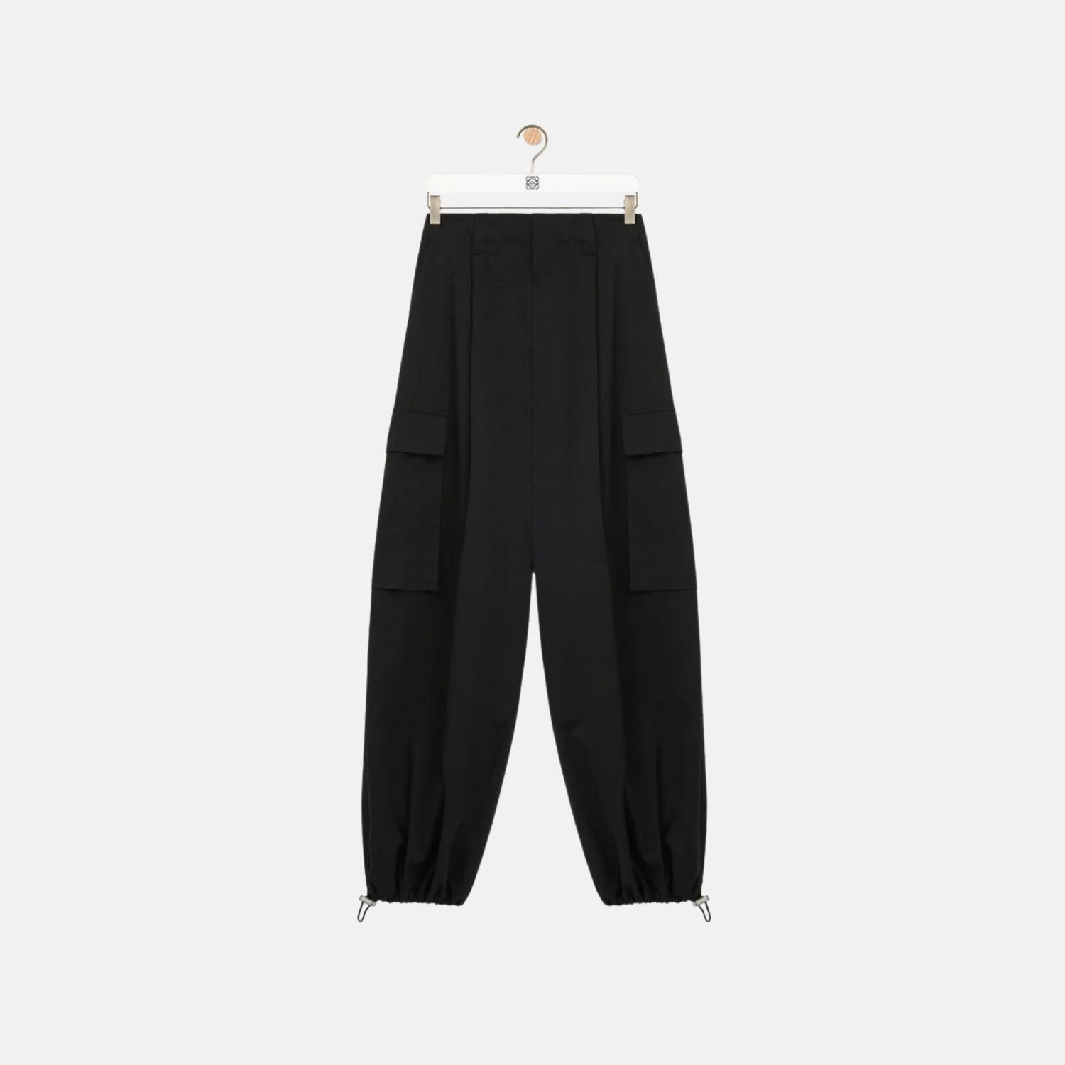 Loewe Cargo Trousers In Cotton And Silk, Black, Front