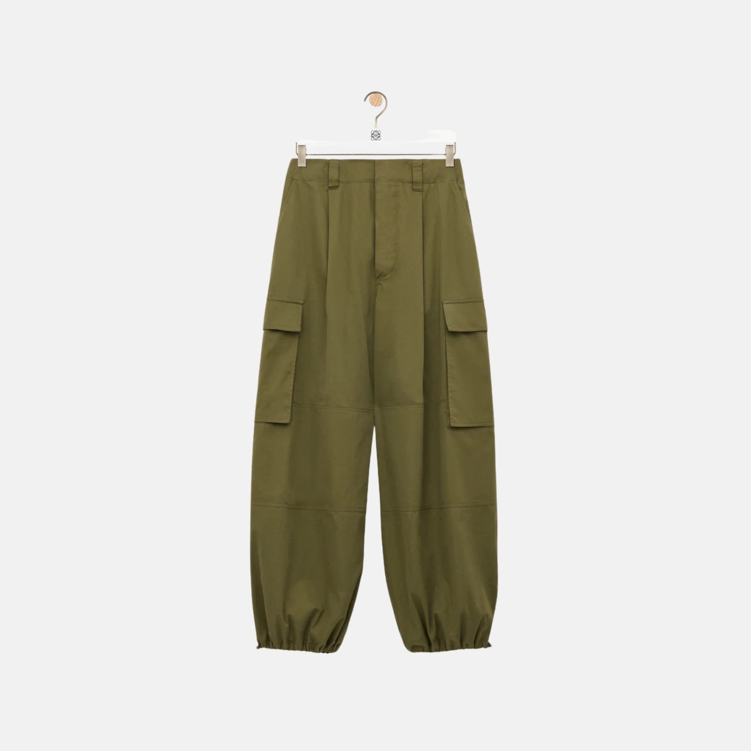 Loewe Cargo Trousers In Cotton And Silk, Khaki, Front