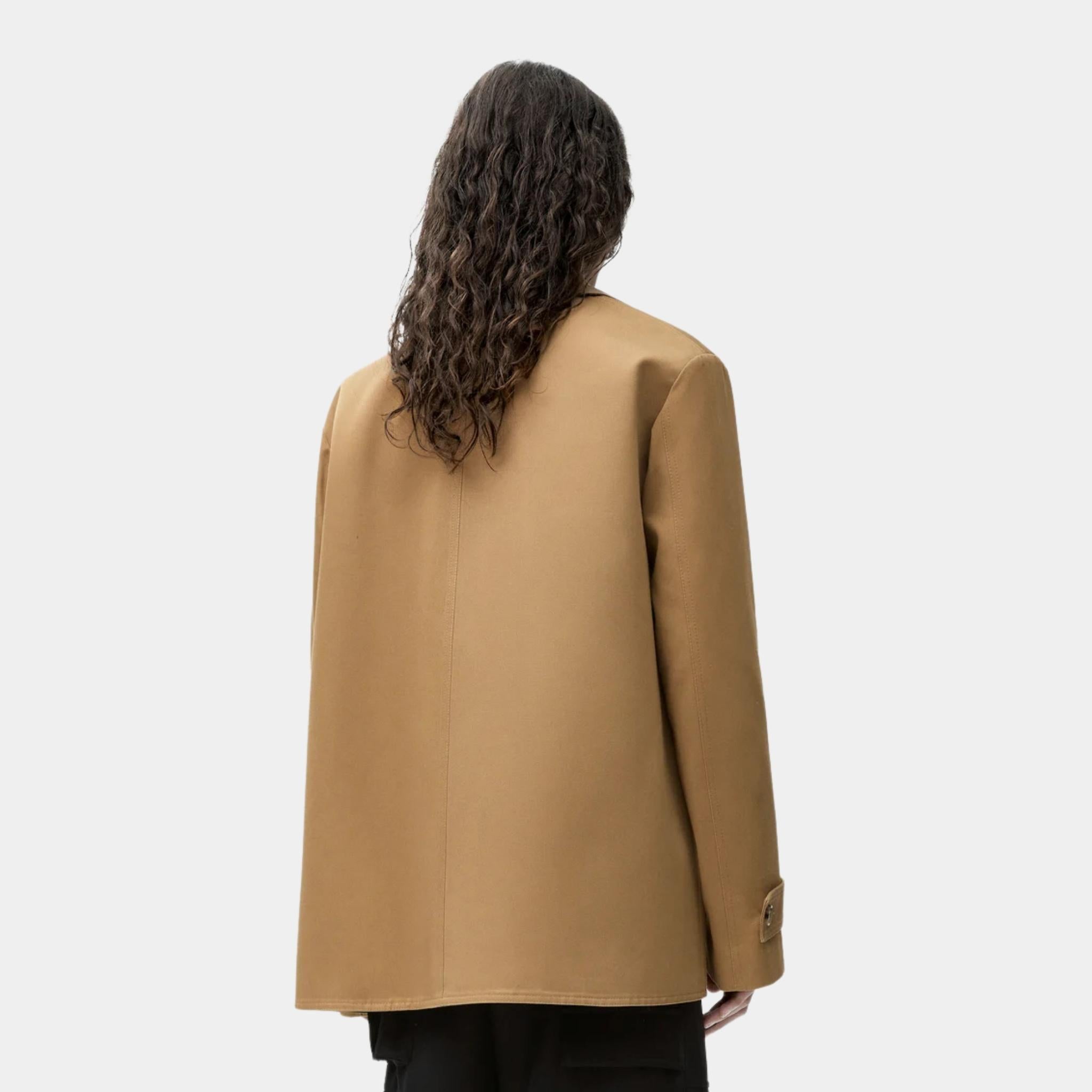 Loewe Coat in Cotton and Nappa Calfskin, Back