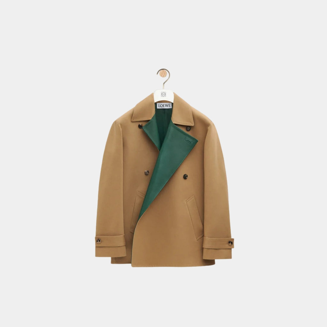 Loewe Coat in Cotton and Nappa Calfskin, Front