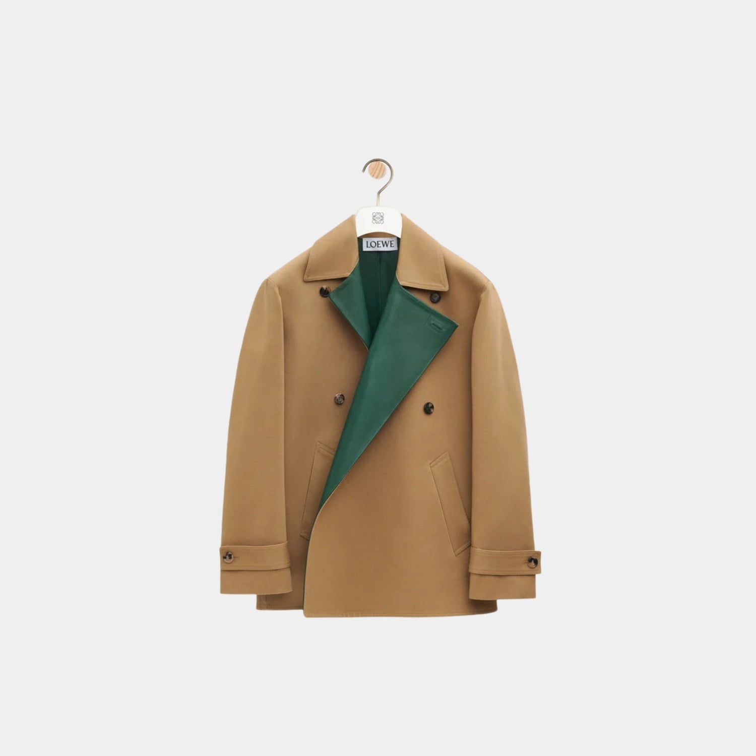 Loewe Coat in Cotton and Nappa Calfskin, Front