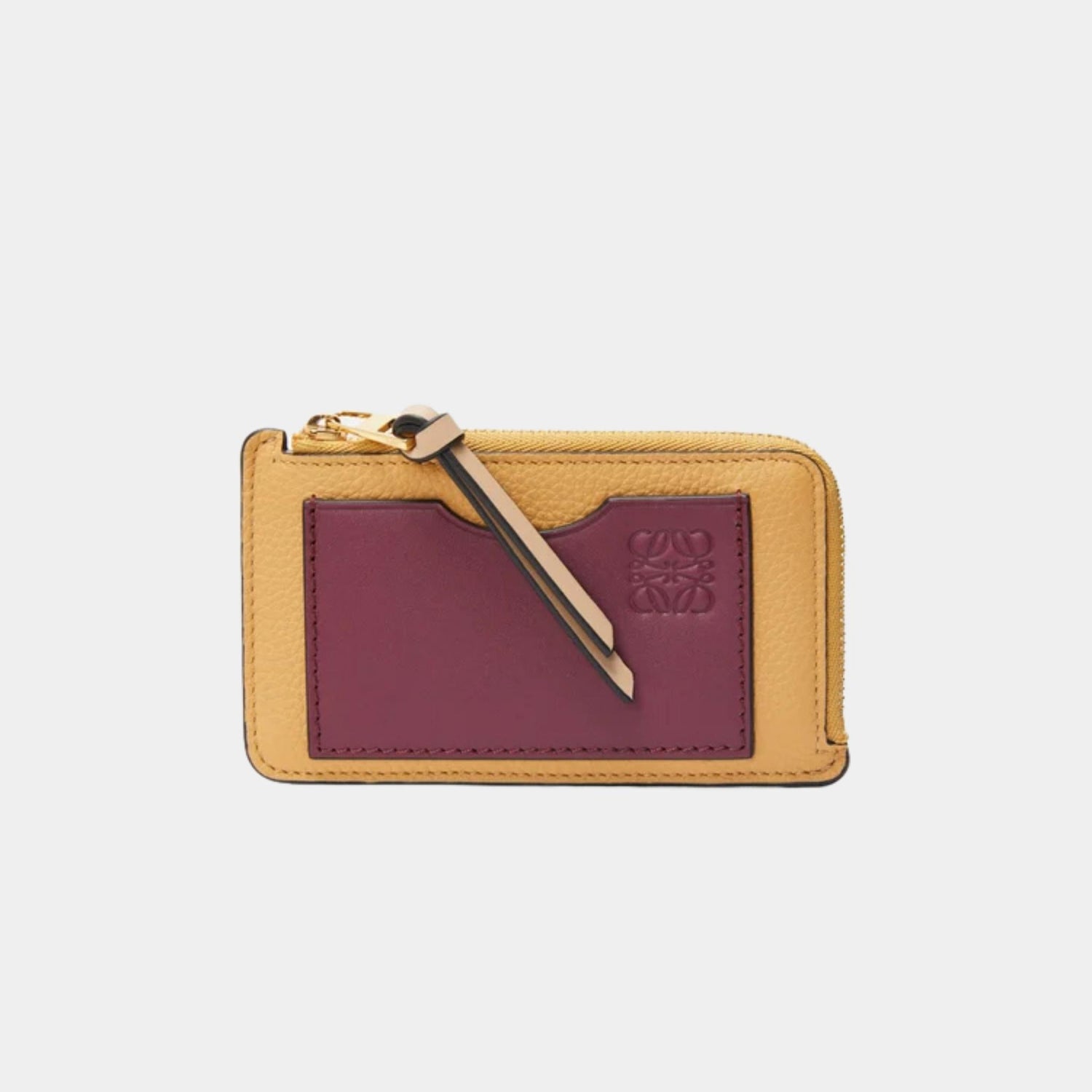 Loewe Coin Cardholder In Soft Grained Calfskin, Biscuit, Front