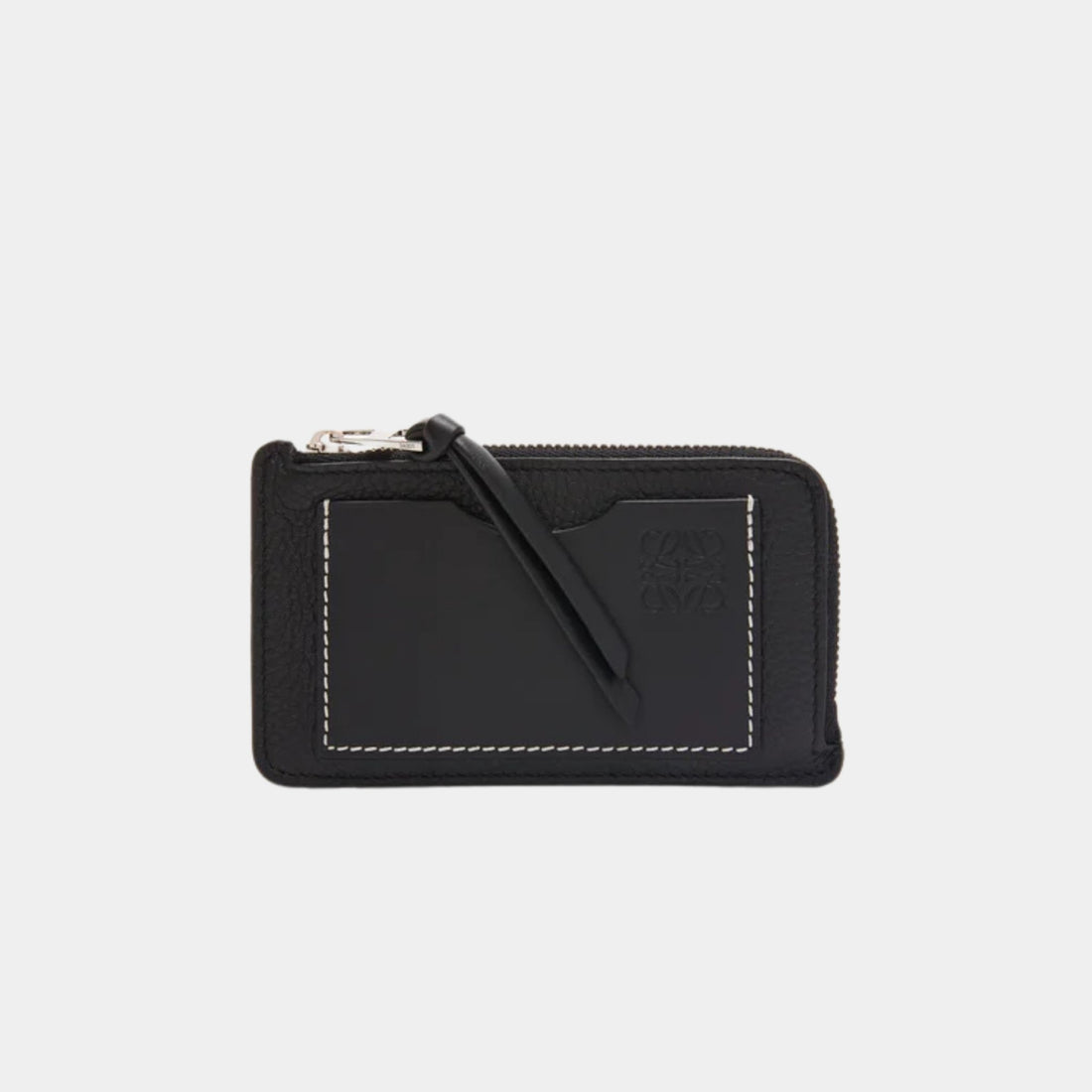 Loewe Coin Cardholder In Soft Grained Calfskin, Black, Front