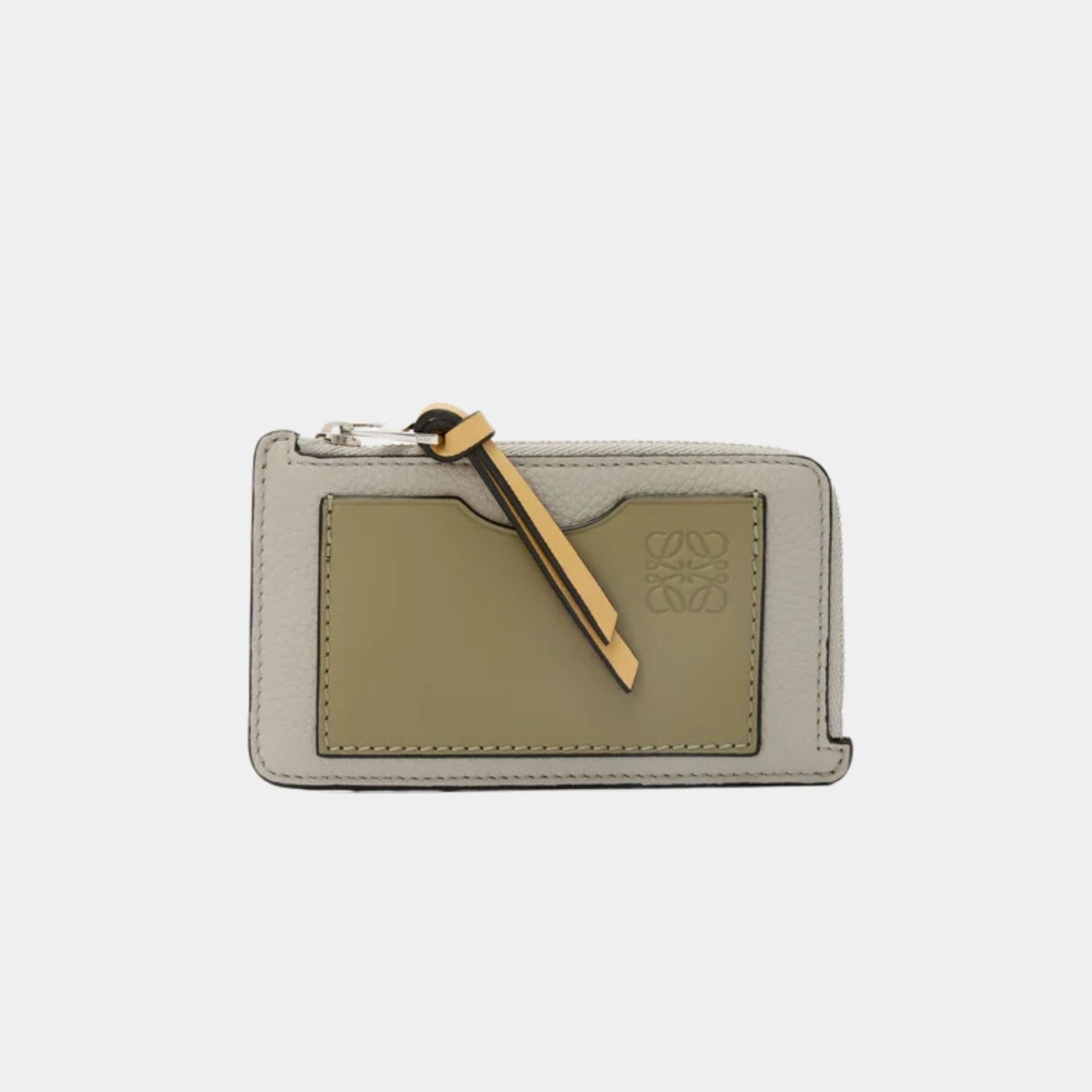 Loewe Coin Cardholder In Soft Grained Calfskin, Shell Grey, Front