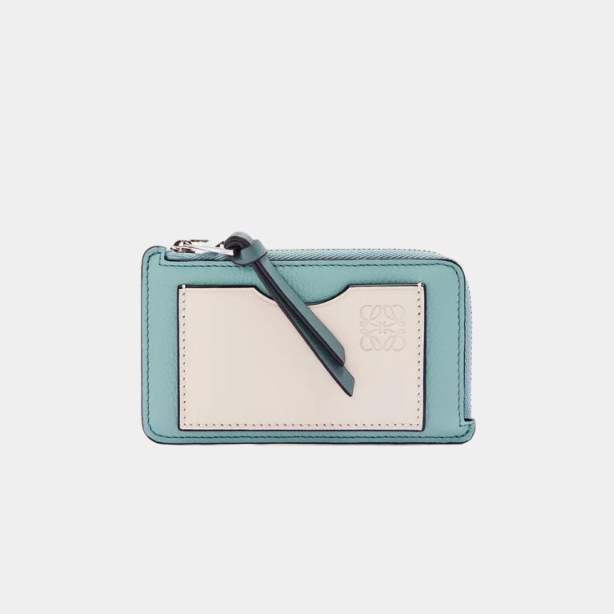 Loewe Coin Cardholder In Soft Grained Calfskin, Water, Front