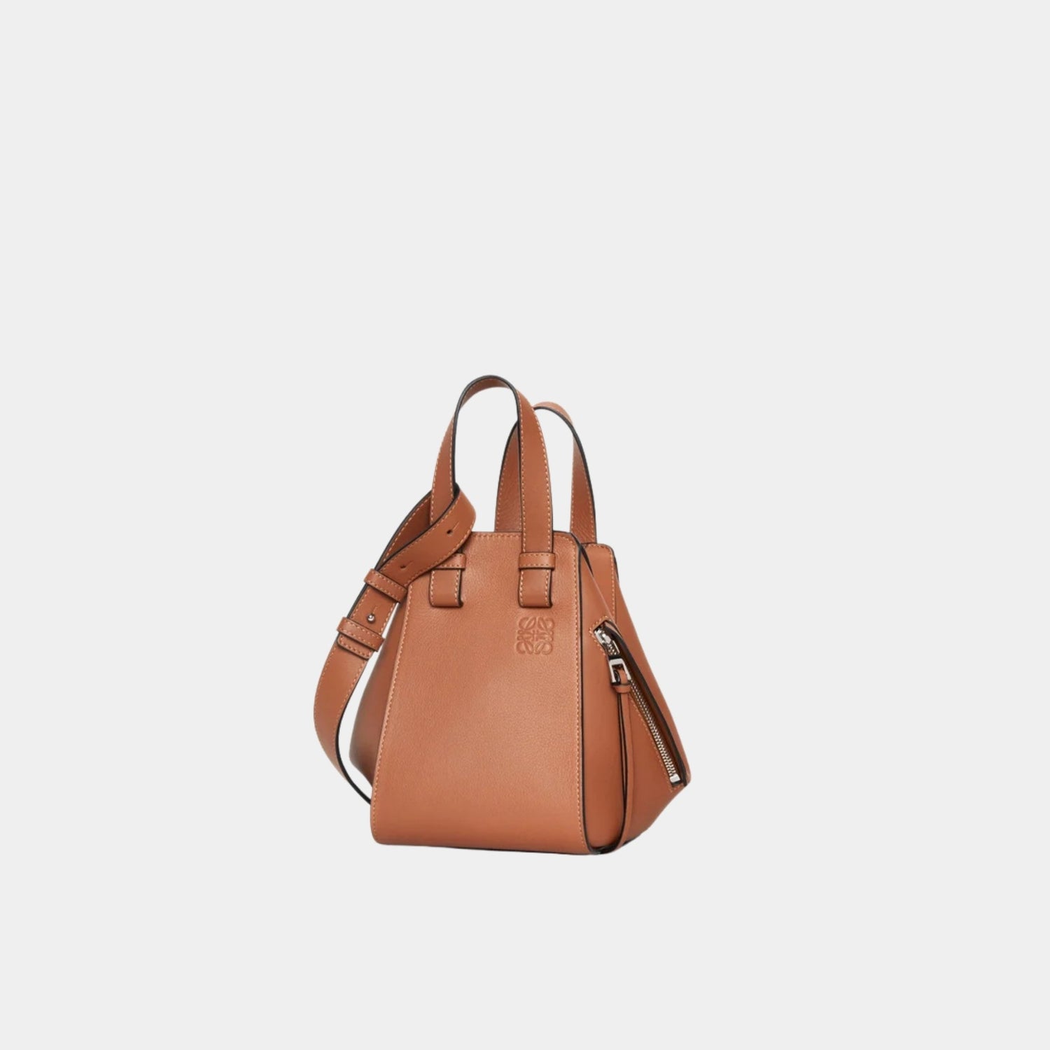 Loewe Compact Hammock Bag In Classic Calfskin, Tan, Front