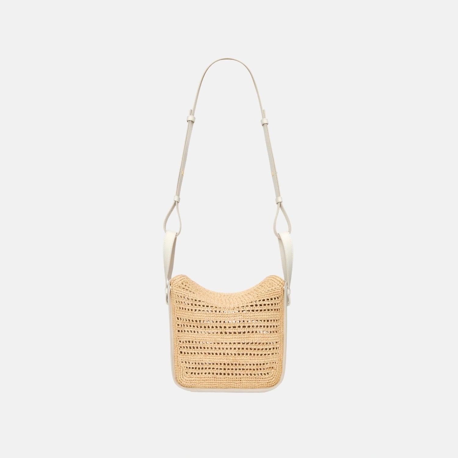 Loewe Compact Hammock Bag in Soft White and Natural Raffia, Full