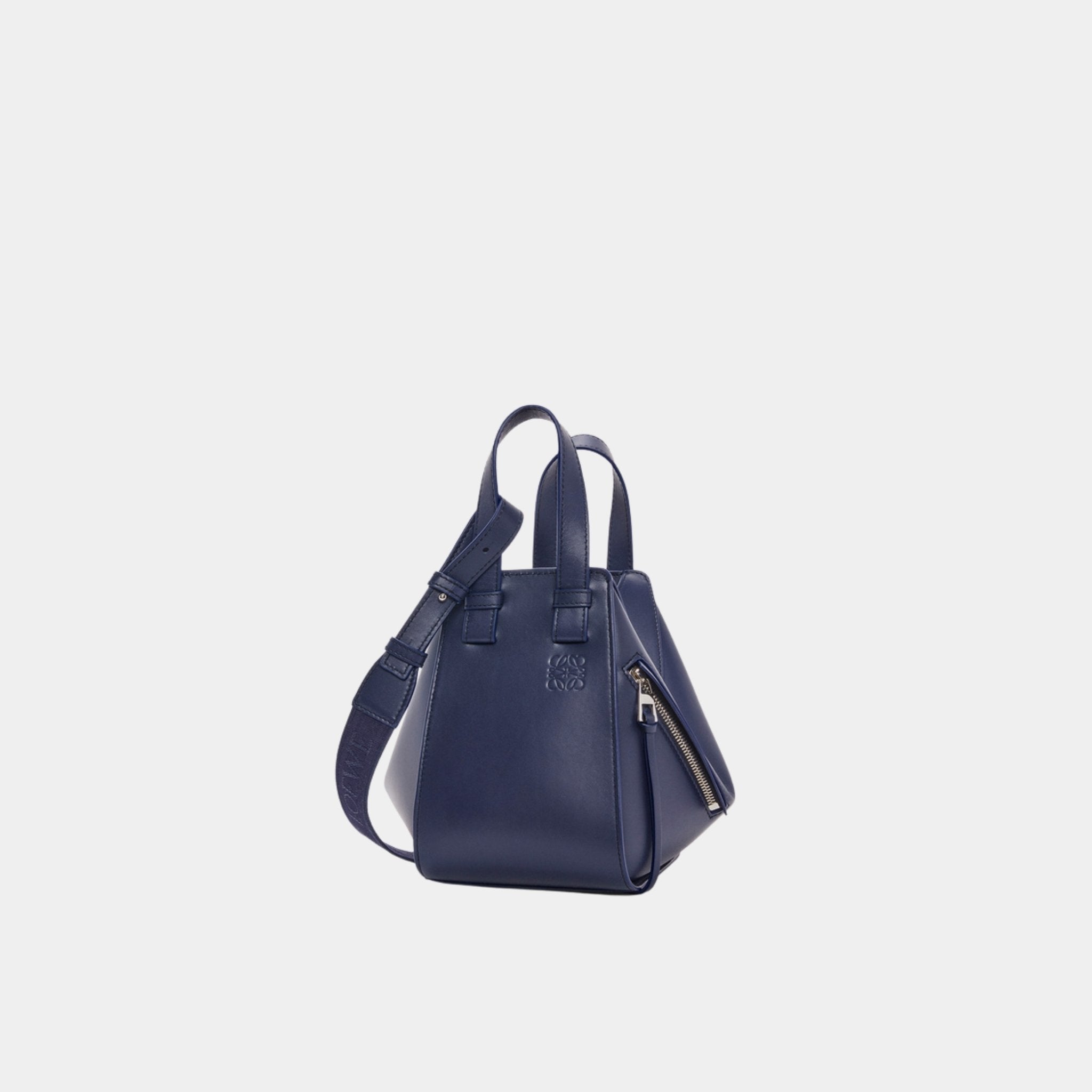 Loewe Compact Hammock Bag In Satin Calfskin, Abyss Blue, Front