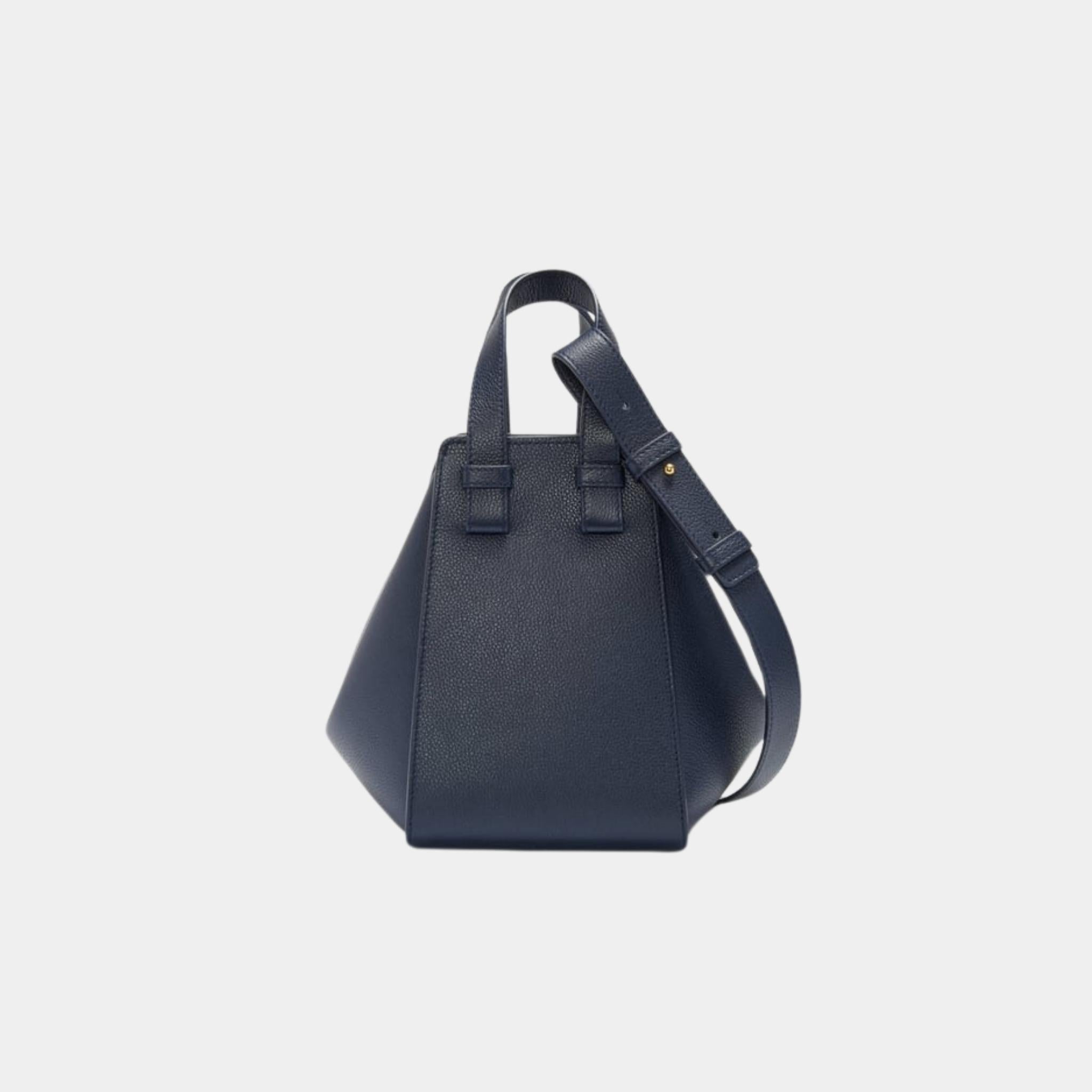 Loewe Compact Hammock Bag In Soft Grained Calfskin, Deep Navy, Back