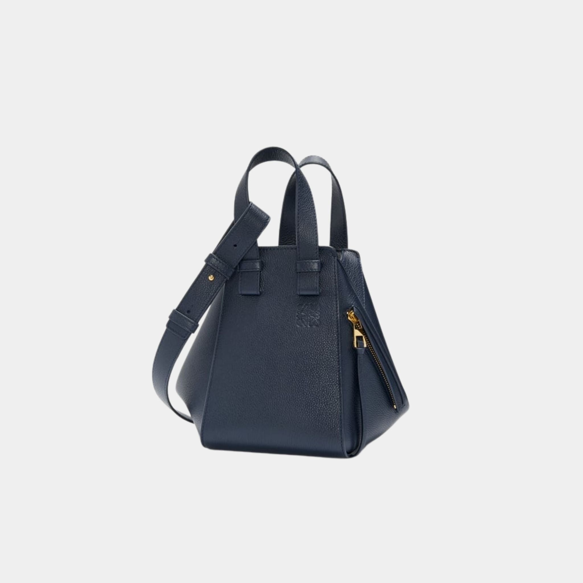 Loewe Compact Hammock Bag In Soft Grained Calfskin, Deep Navy, Front