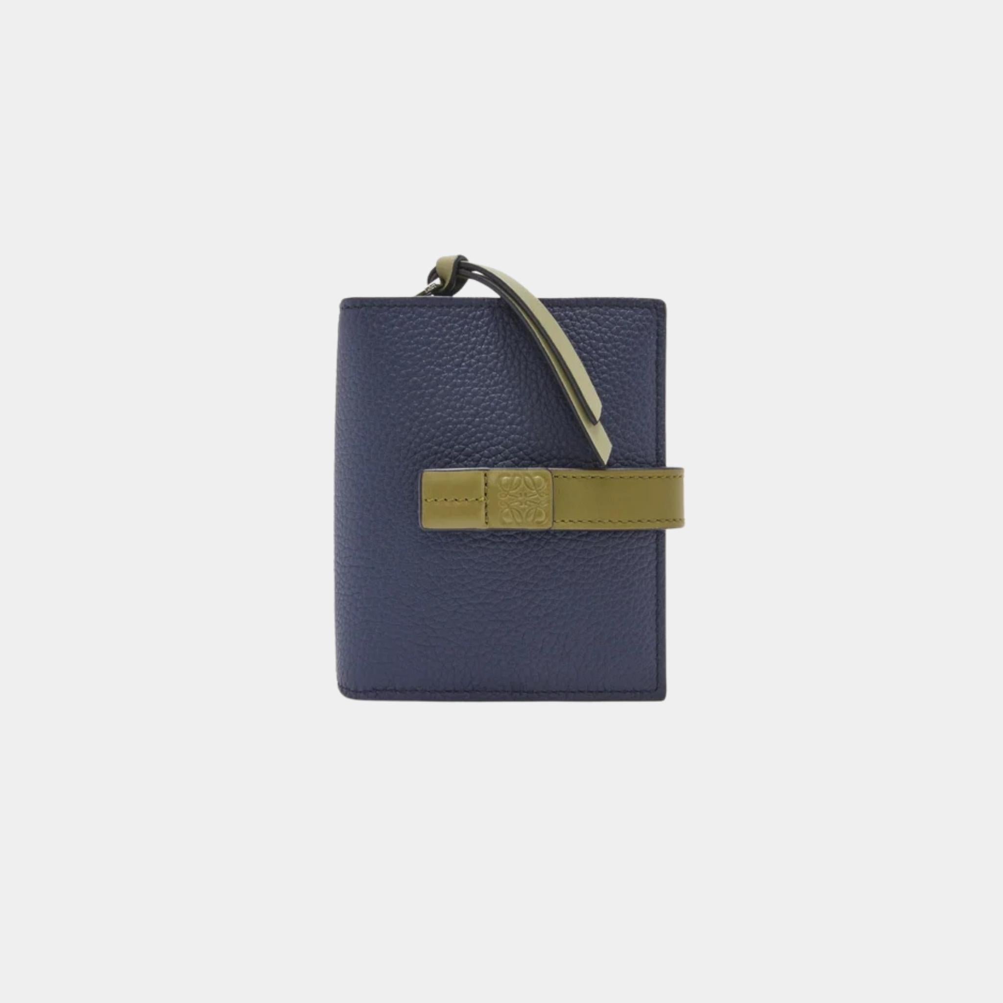 Loewe Compact Zip Wallet In Soft Grained Calfskin, Abyss Blue, Front