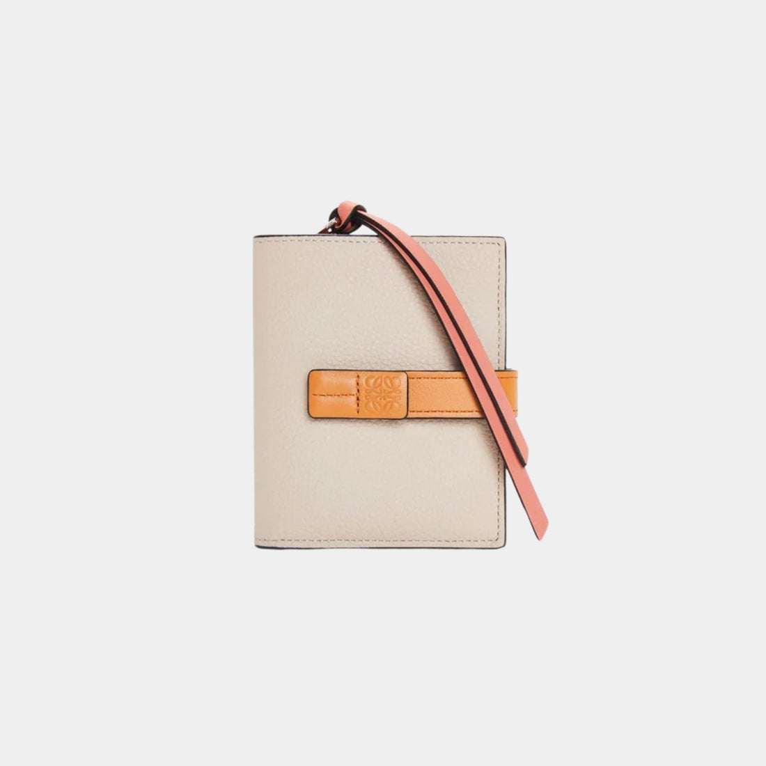 Loewe Compact Zip Wallet In Soft Grained Calfskin, Light Oat, Front