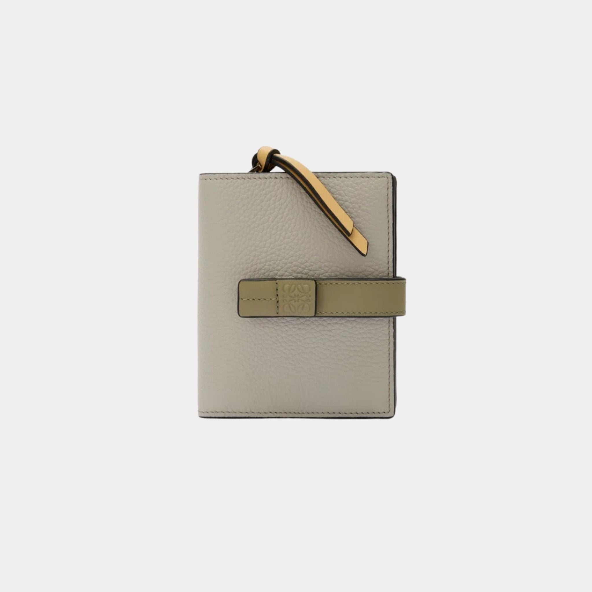 Loewe Compact Zip Wallet In Soft Grained Calfskin, Shell Grey, Front