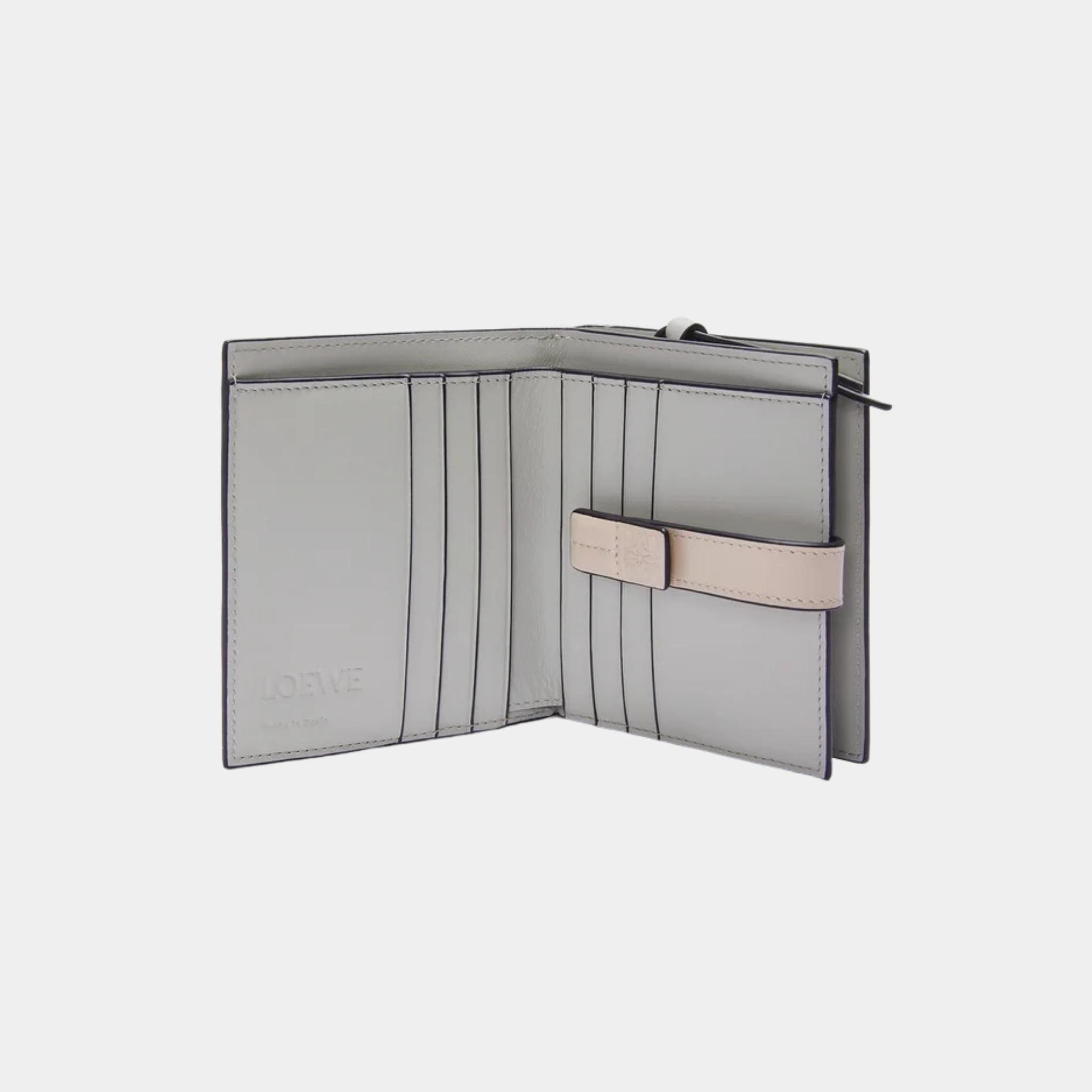 Loewe Compact Zip Wallet In Soft Grained Calfskin, Talc, Open