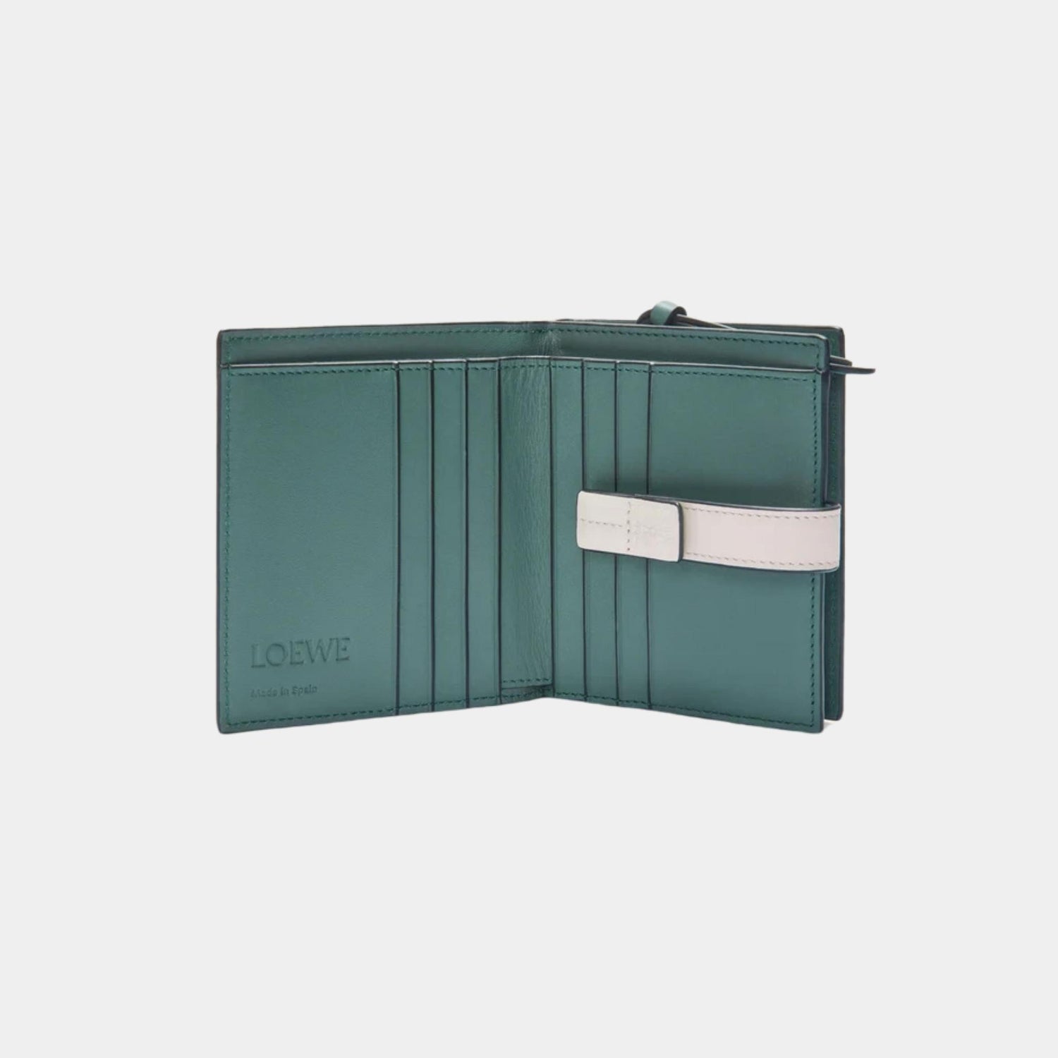 Loewe Compact Zip Wallet In Soft Grained Calfskin, Water, Open