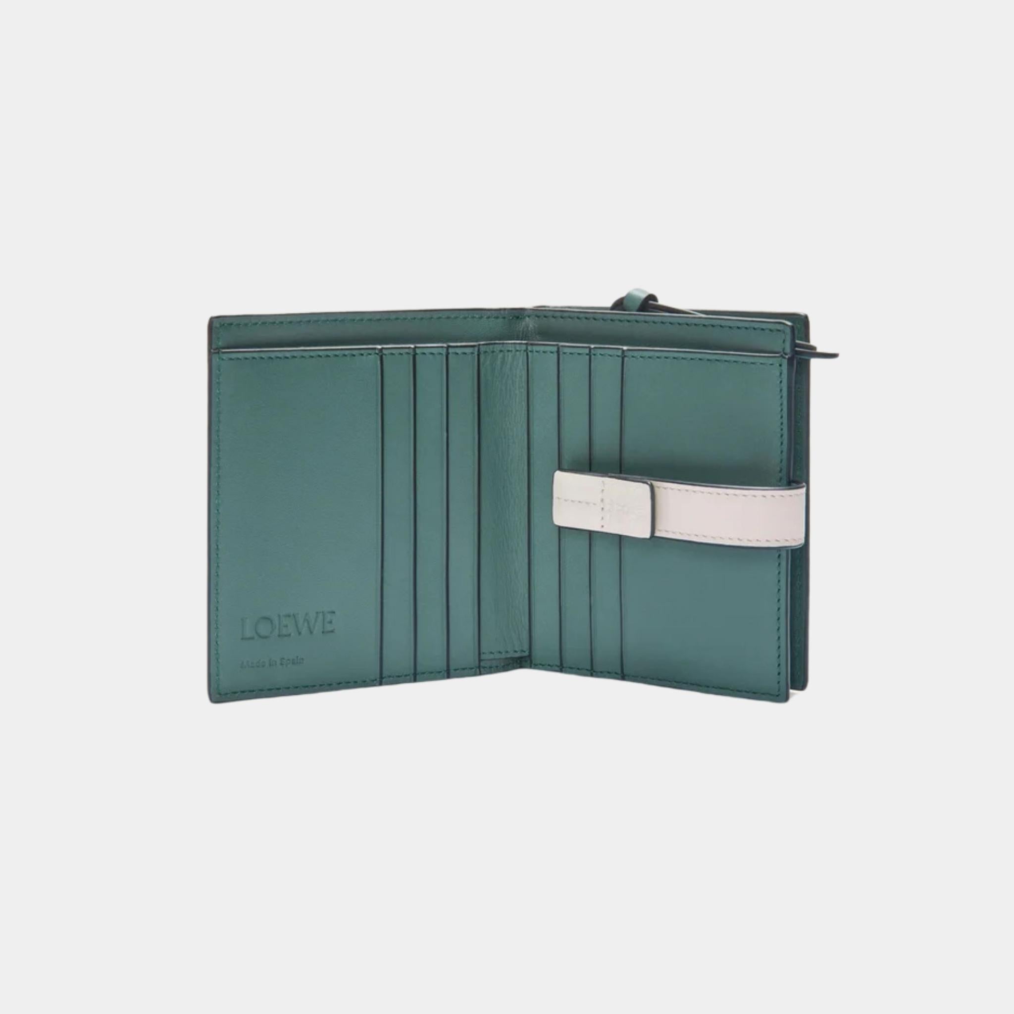 Loewe Compact Zip Wallet In Soft Grained Calfskin, Water, Open