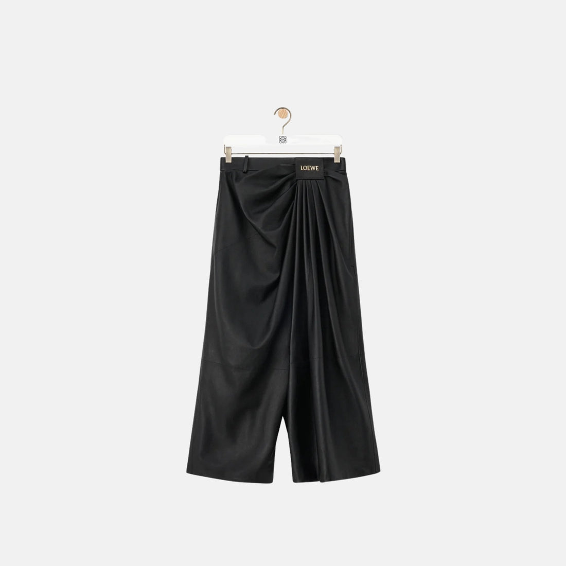 Loewe Cropped Draped Trousers In Nappa Lambskin, Front