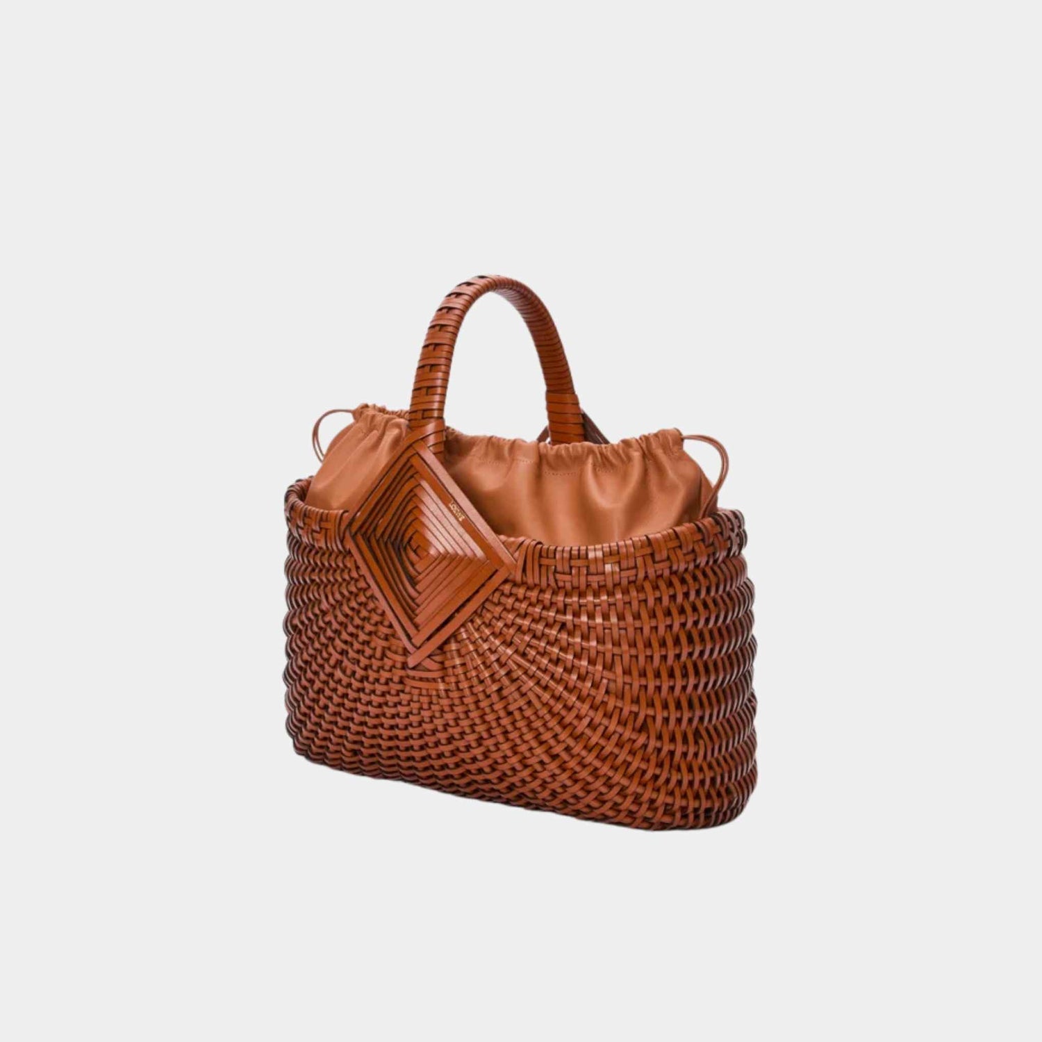 Loewe Diamond Square Basket In Calfskin, Tan, Side
