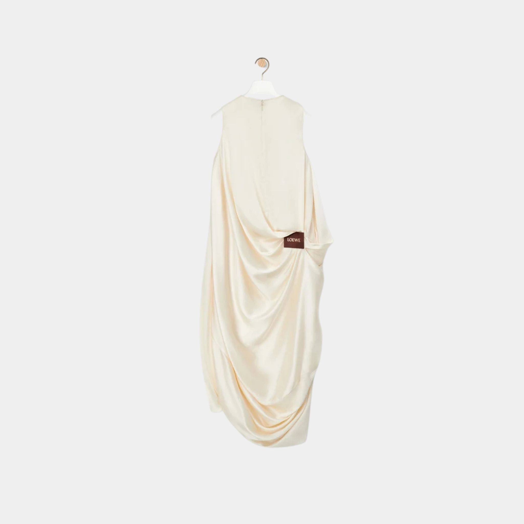 Loewe Draped Dress in Silk, Ivory, Back