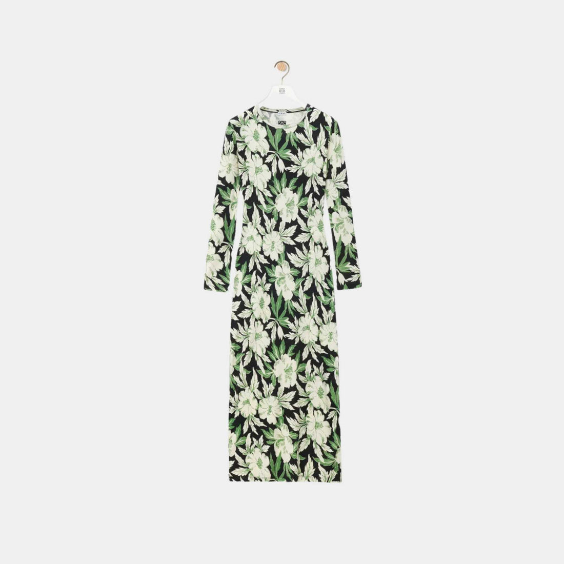 Loewe Dress in Silk and Cotton Hibiscus Floral Print, Front