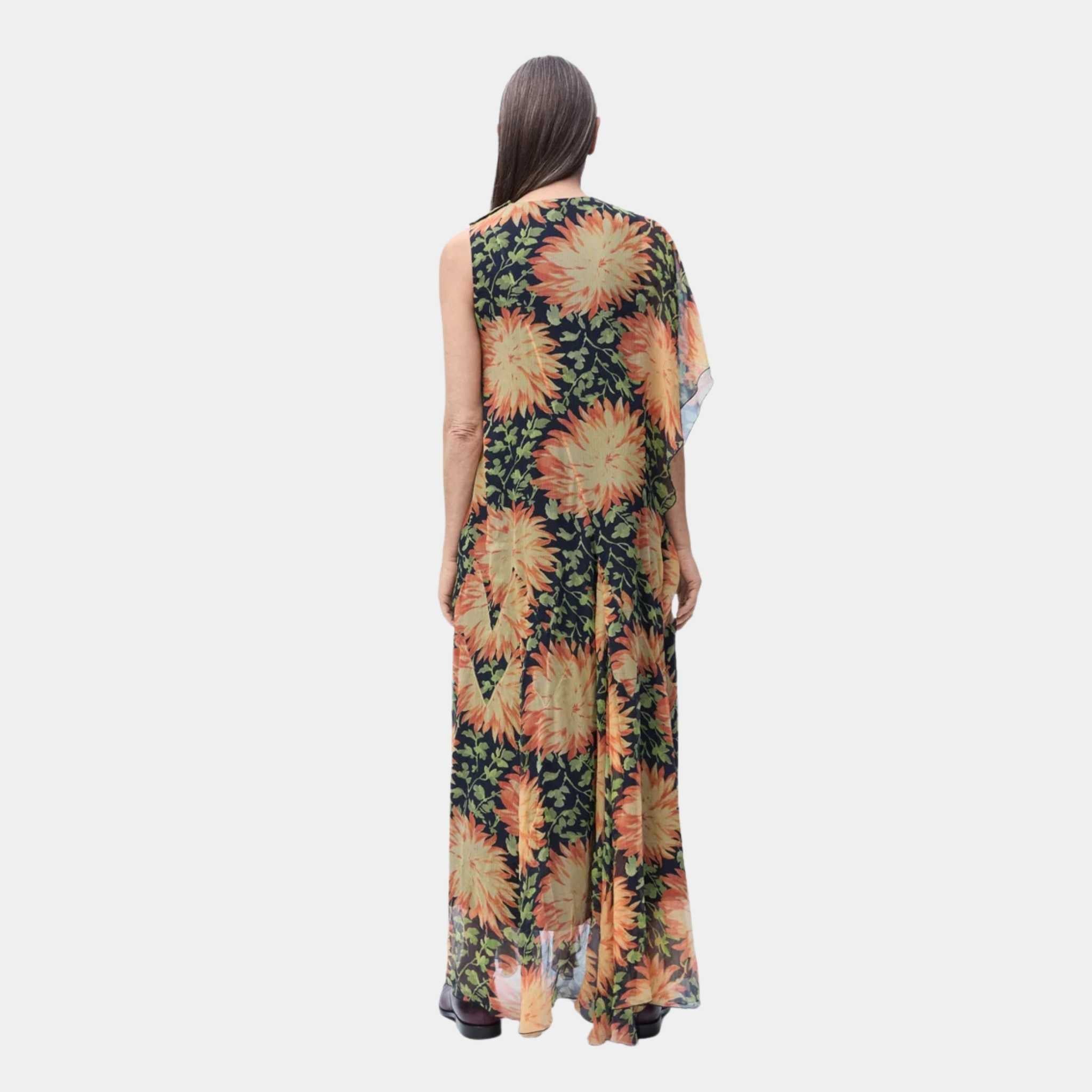 Loewe Dress in Silk Dahlia Floral Print, Back