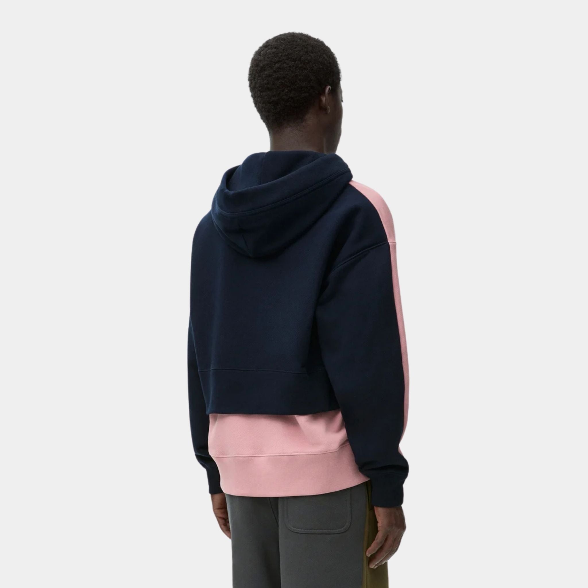 Loewe Hoodie in Cotton with Double Layer Construction, Pink, Dark Navy Blue, Back