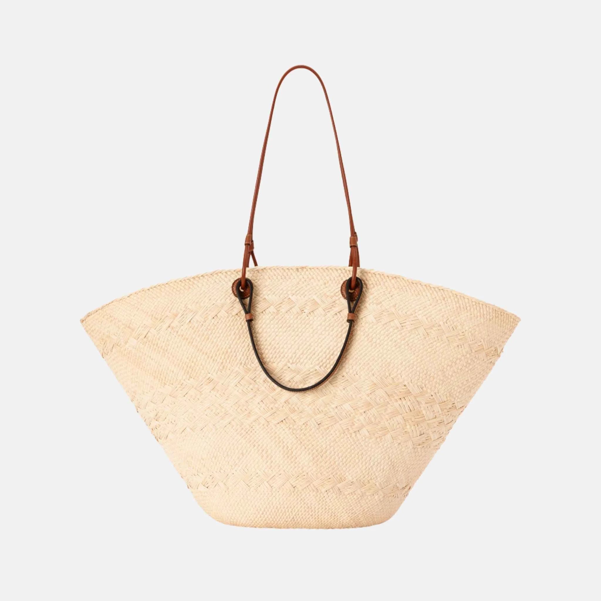 Loewe Large Anagram Basket Bag in Iraca Palm and Calfskin, Back