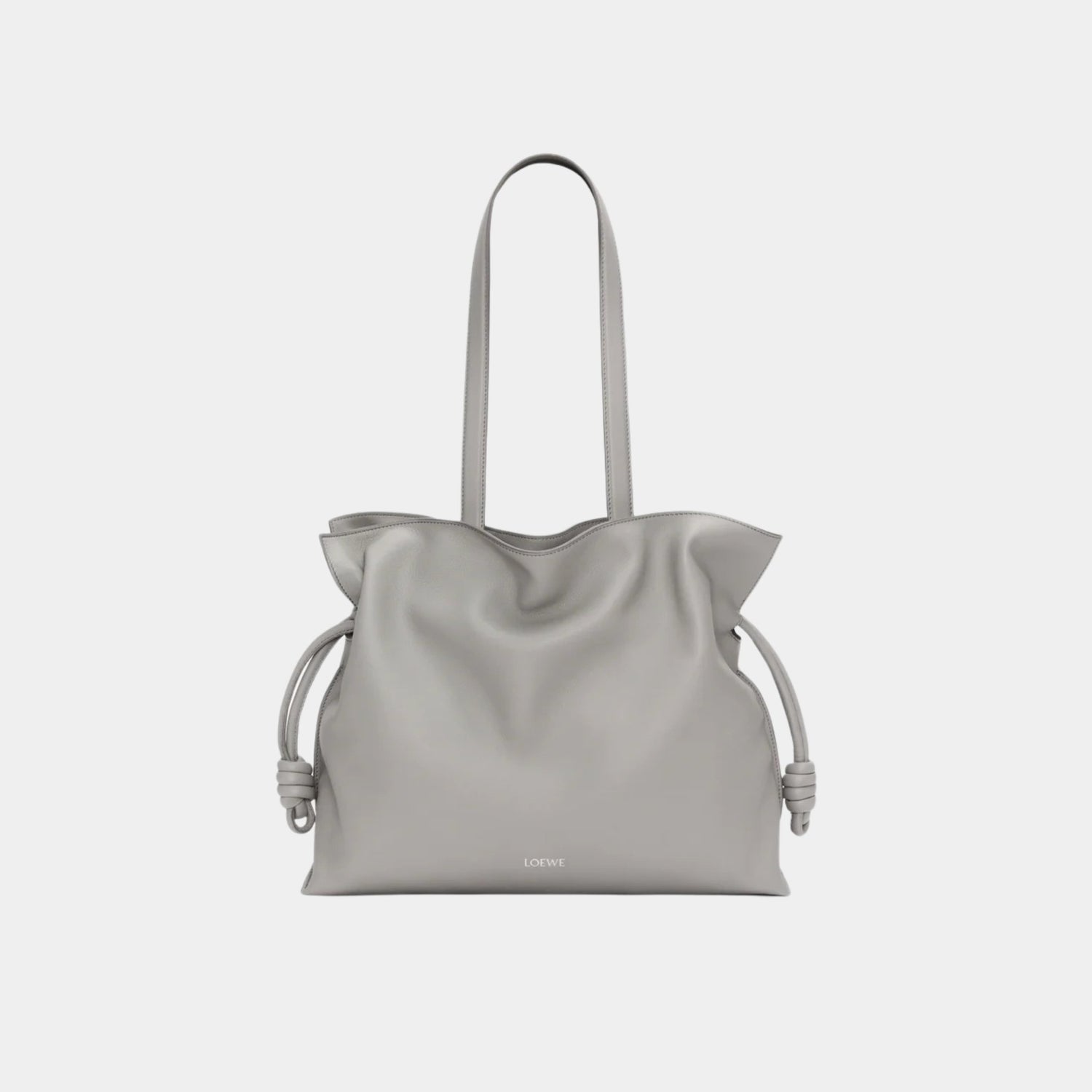 Loewe Large Flamenco Clutch Nappa Calf Leather, Pearl Grey, Back