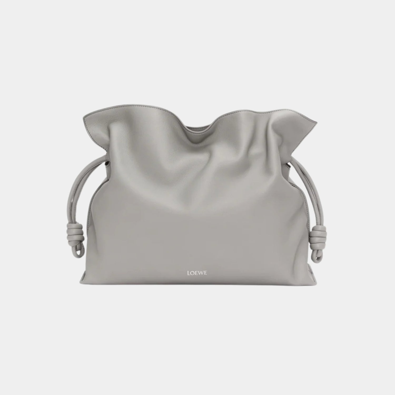 Loewe Large Flamenco Clutch Nappa Calf Leather, Pearl Grey, Front
