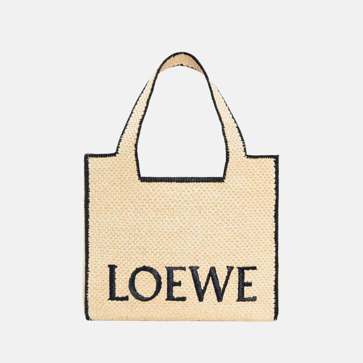 Loewe Large Font Tote in Natural Raffia, Front