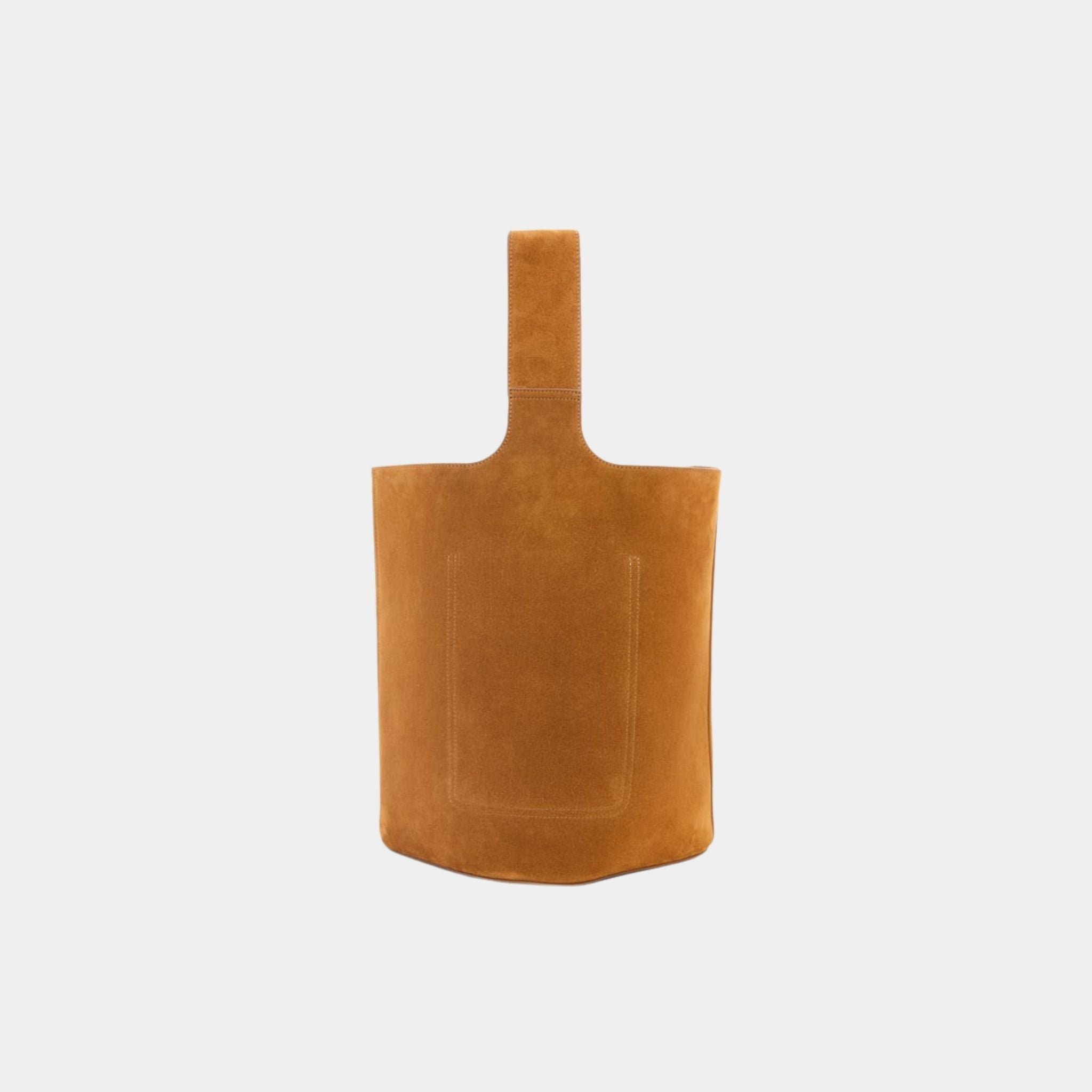 Loewe Large Pebble Bucket Bag In Suede Calfskin, Tobacco, Back