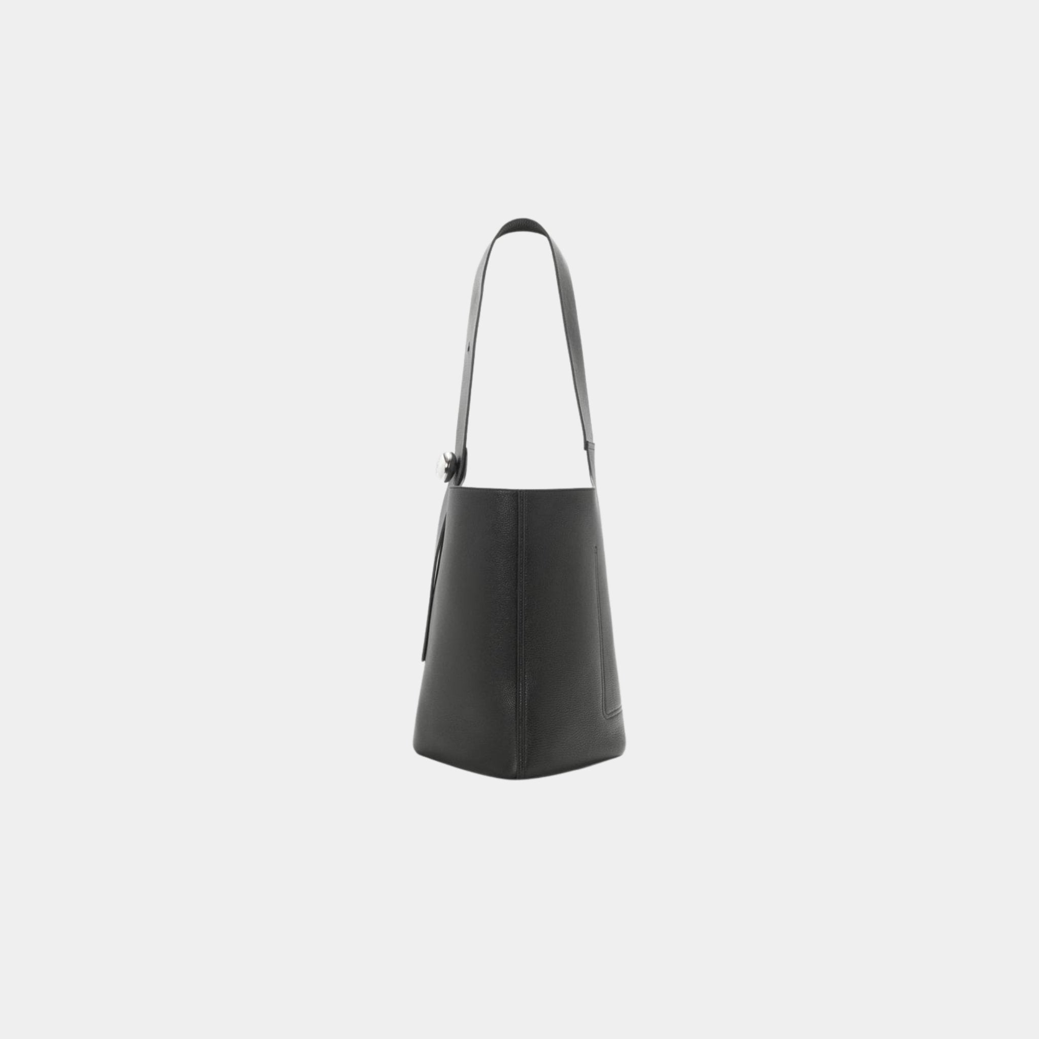 Loewe Large Pebble Bucket In Supple Grained Calfskin, Black, Side