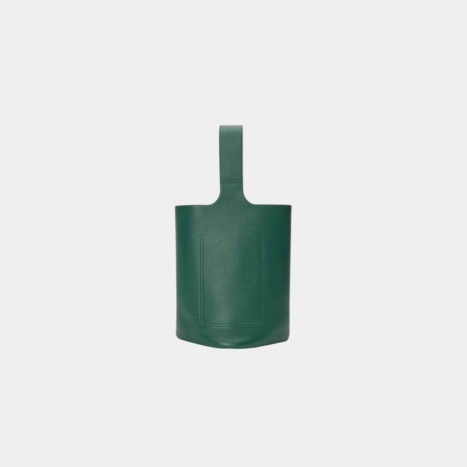 Loewe Large Pebble Bucket In Supple Grained Calfskin, Evergreen, Back