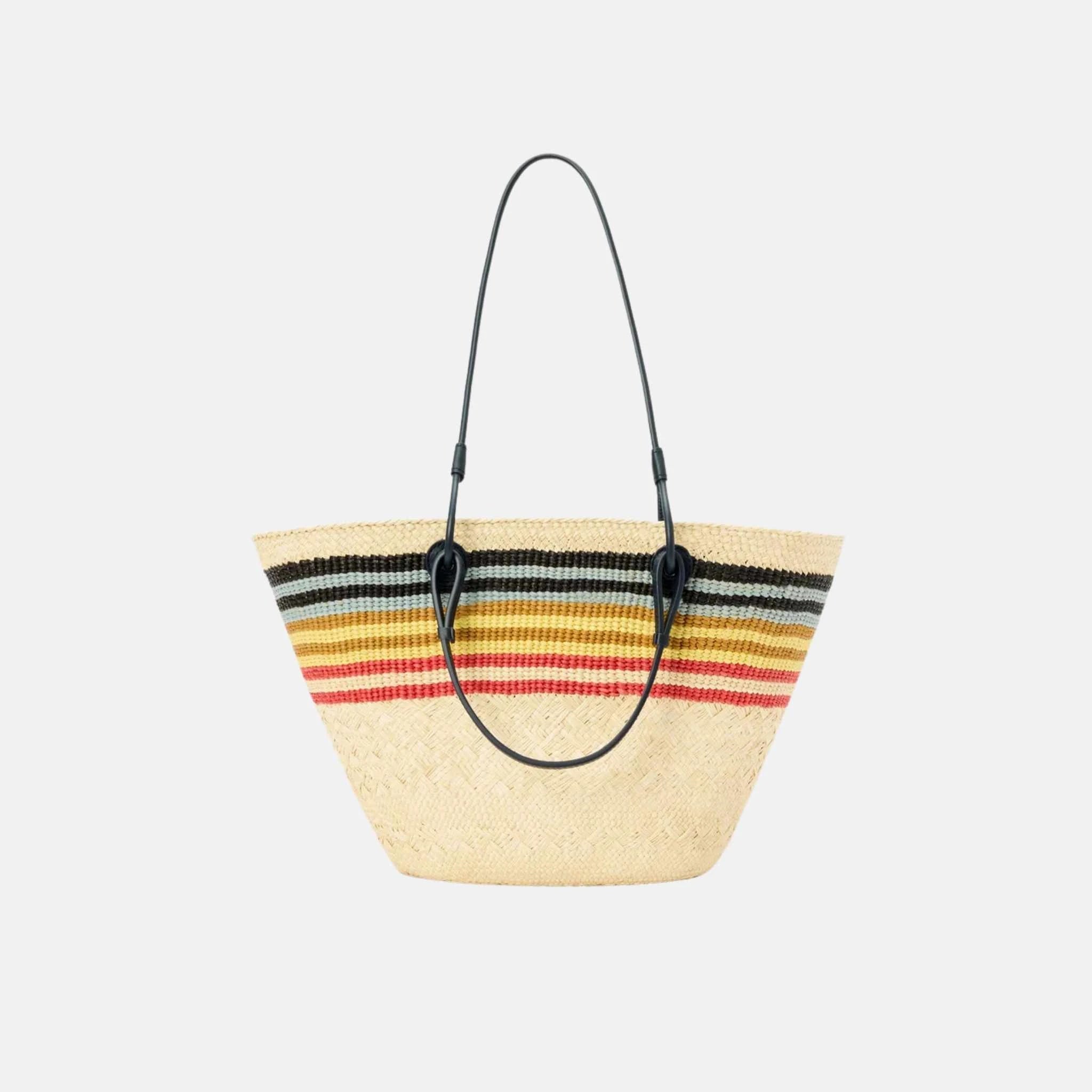 Loewe Medium Anagram Basket in Iraca Palm and Calfskin Multicolor, Back