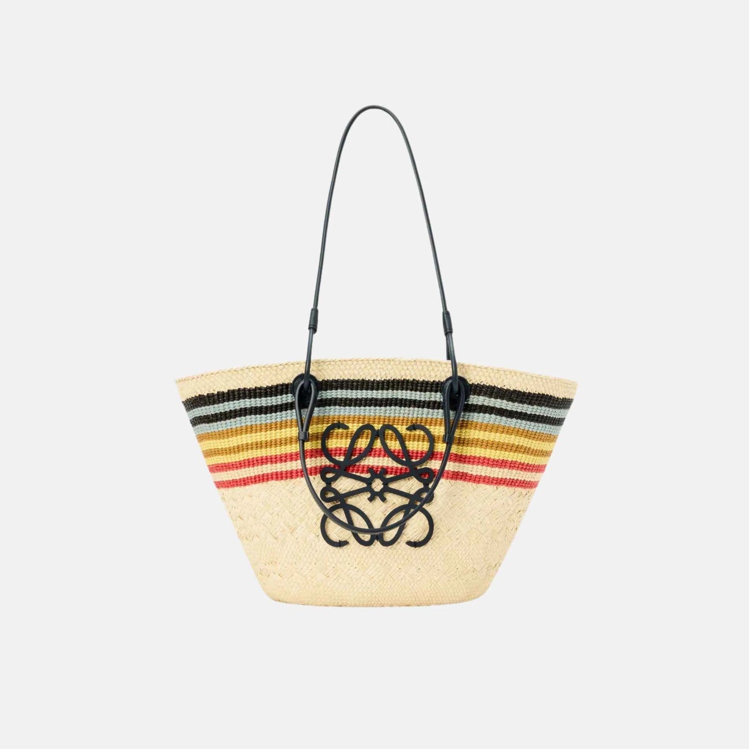 Loewe Medium Anagram Basket in Iraca Palm and Calfskin Multicolor, Front