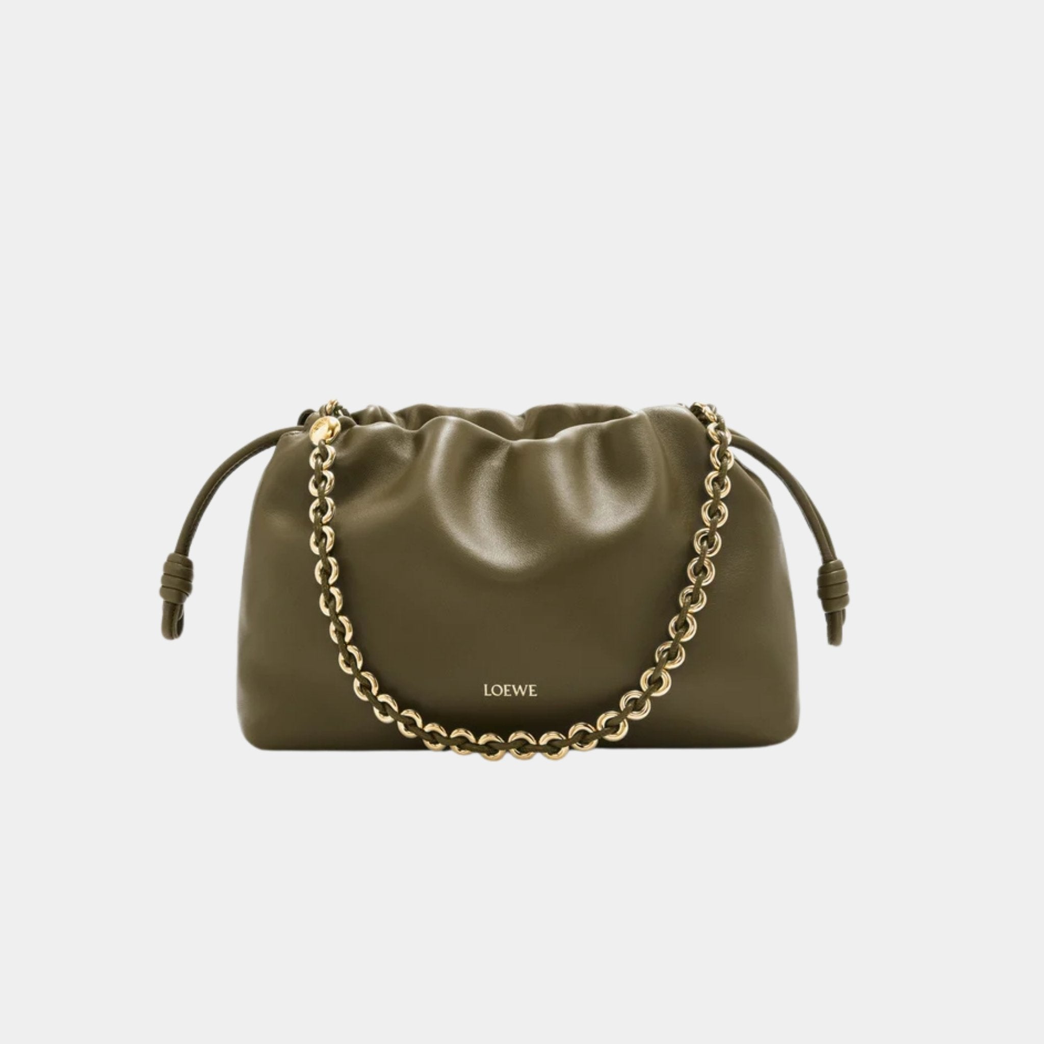 Loewe Medium-sized Flamenco Bag Soft Nappa Lambskin, Dark Khaki, Front