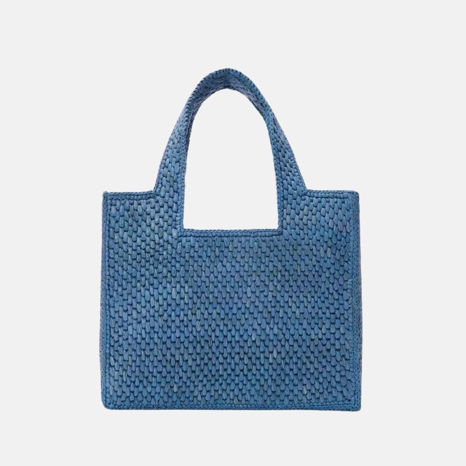 Loewe Medium Font Tote in Raffia, Light Blue, Back