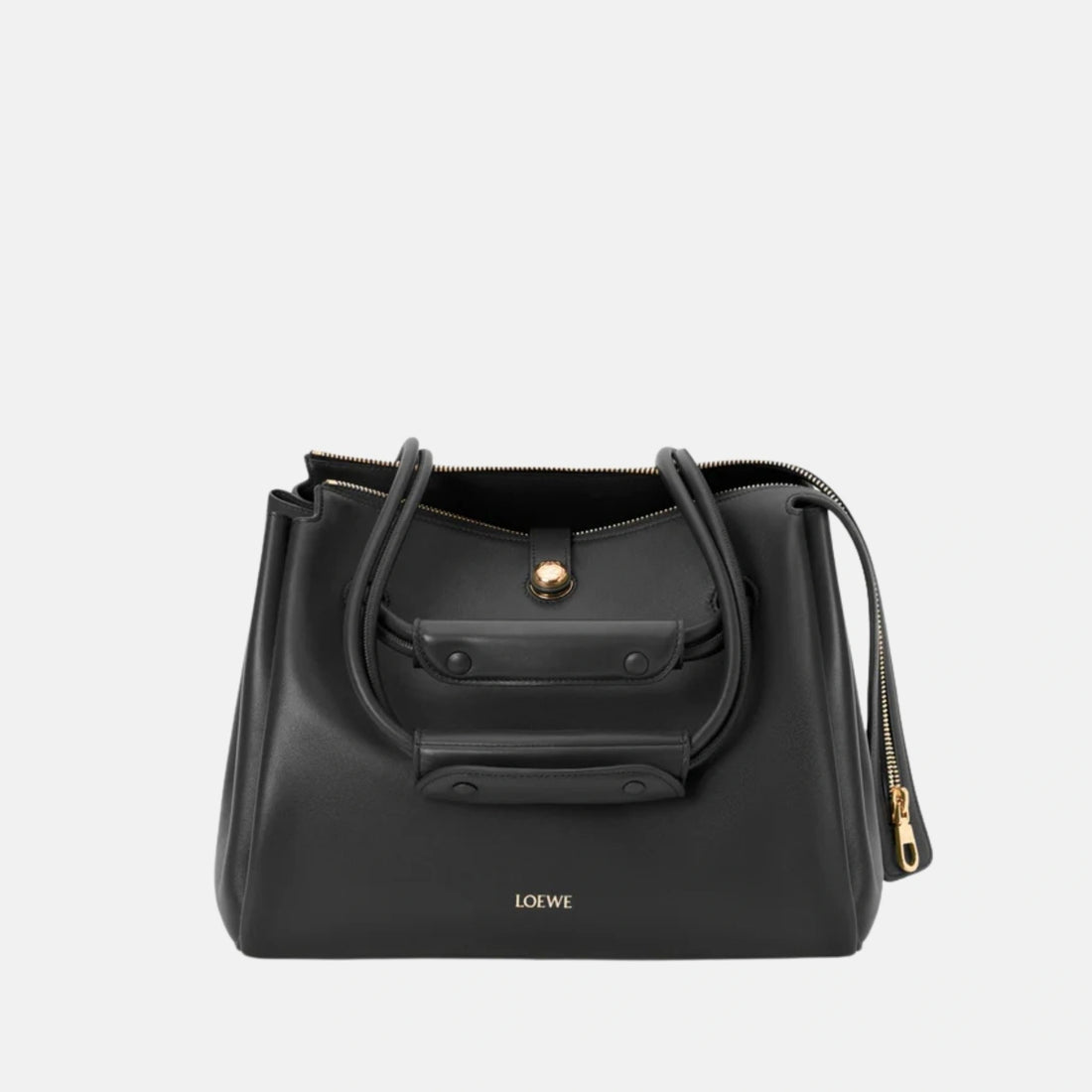 Loewe Medium Madrid Bag in Supple Calfskin, Black, Front