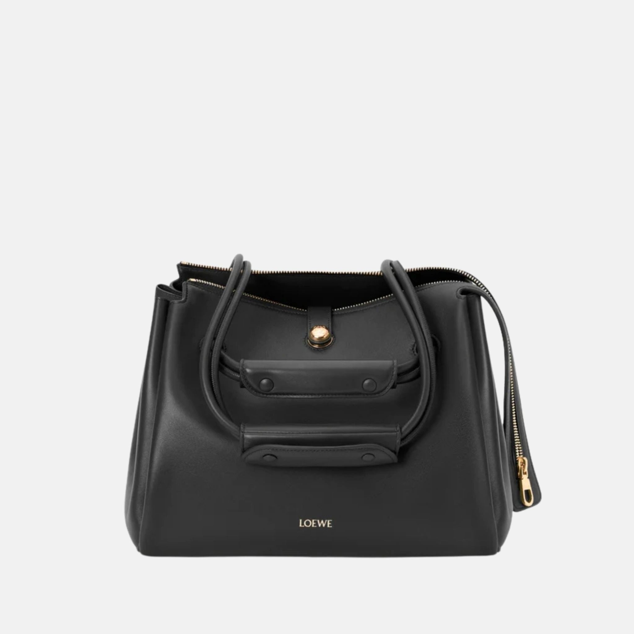 Loewe Medium Madrid Bag in Supple Calfskin, Black, Front