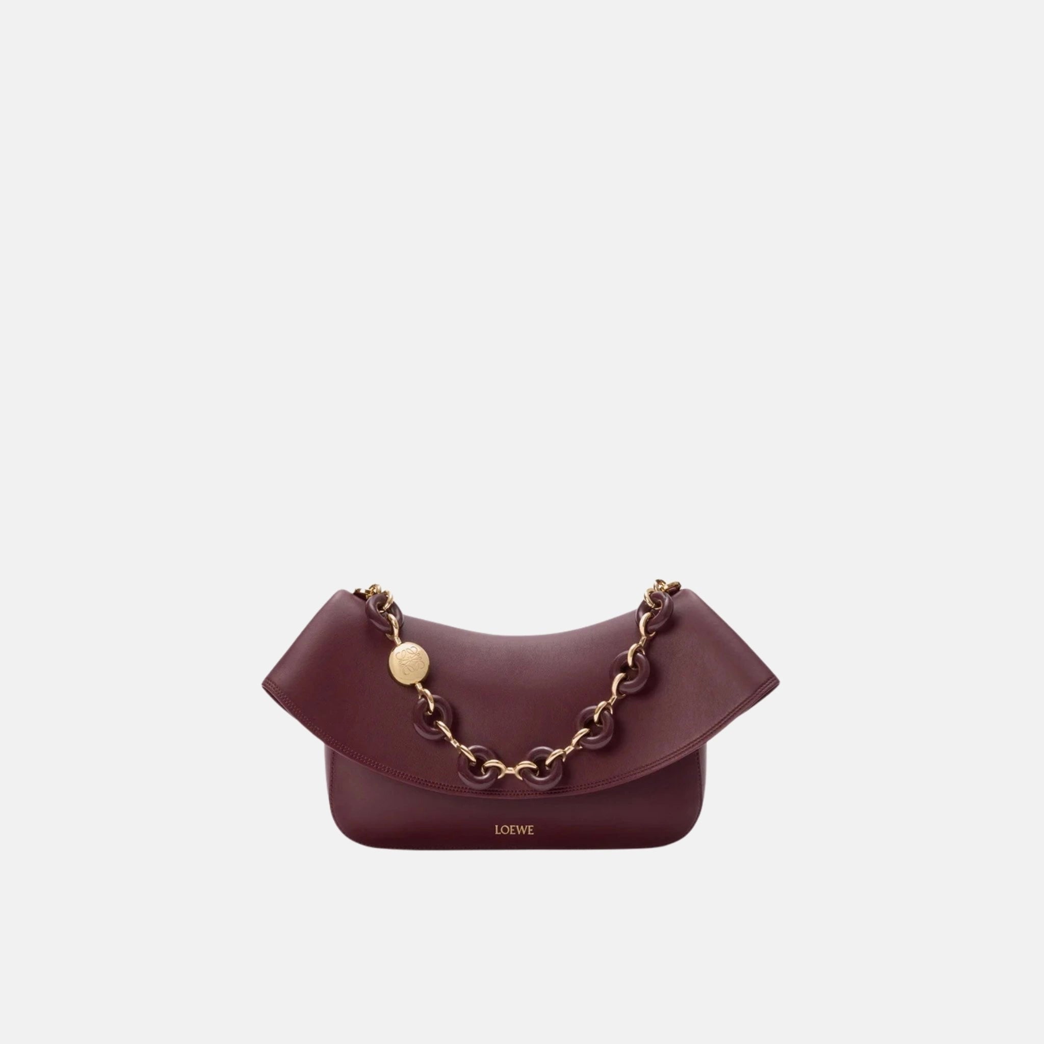 Loewe Medium Ola Bag in Smooth Calfskin, Burgundy, Front