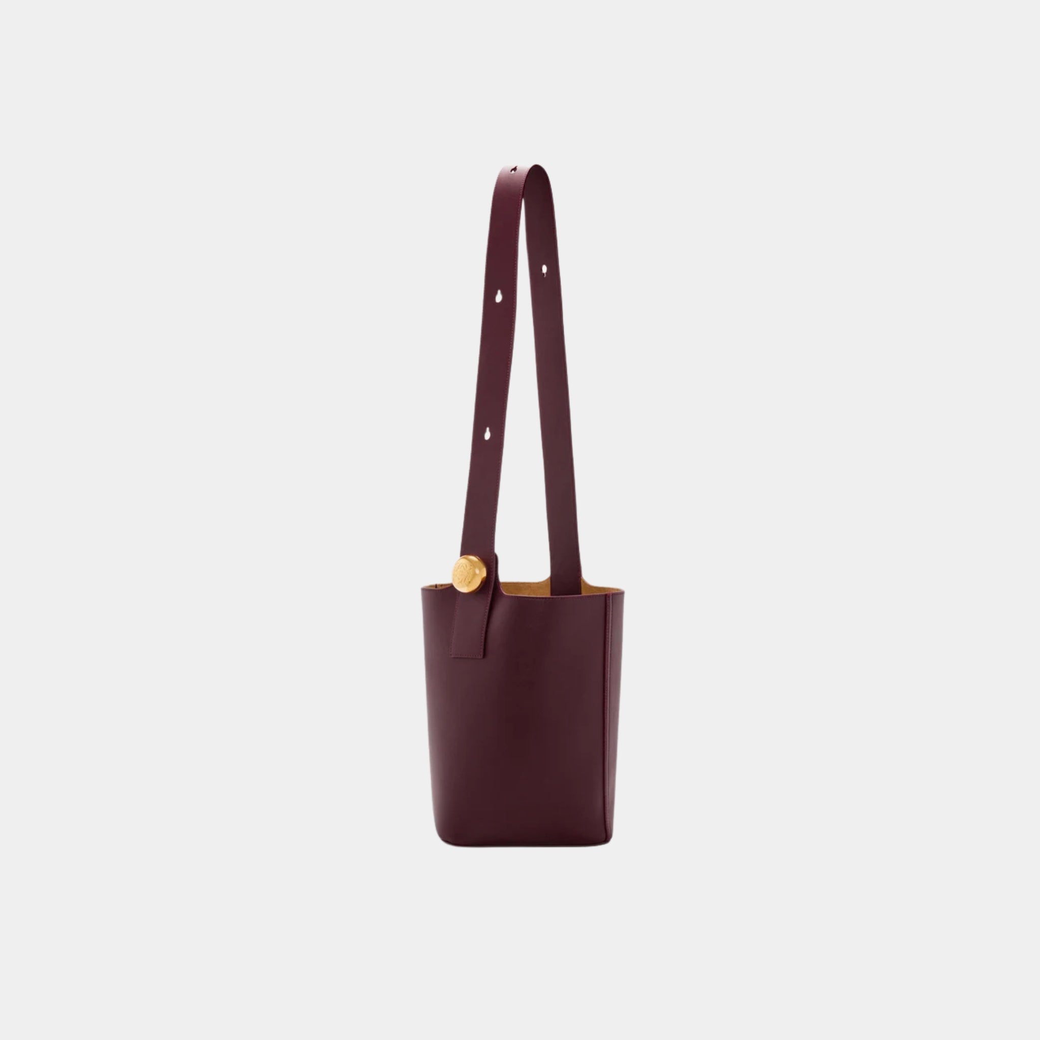 Loewe Medium Pebble Bucket Bag Smooth Calf Leather, Dark Burgundy, Back