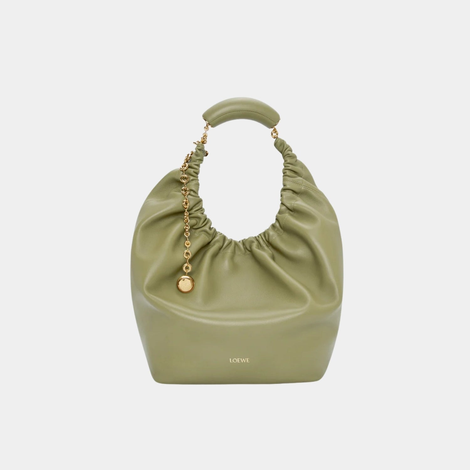 Loewe Medium-sized Squeeze Bag Velvety Nappa Lambskin, Eucalyptus Green, Front
