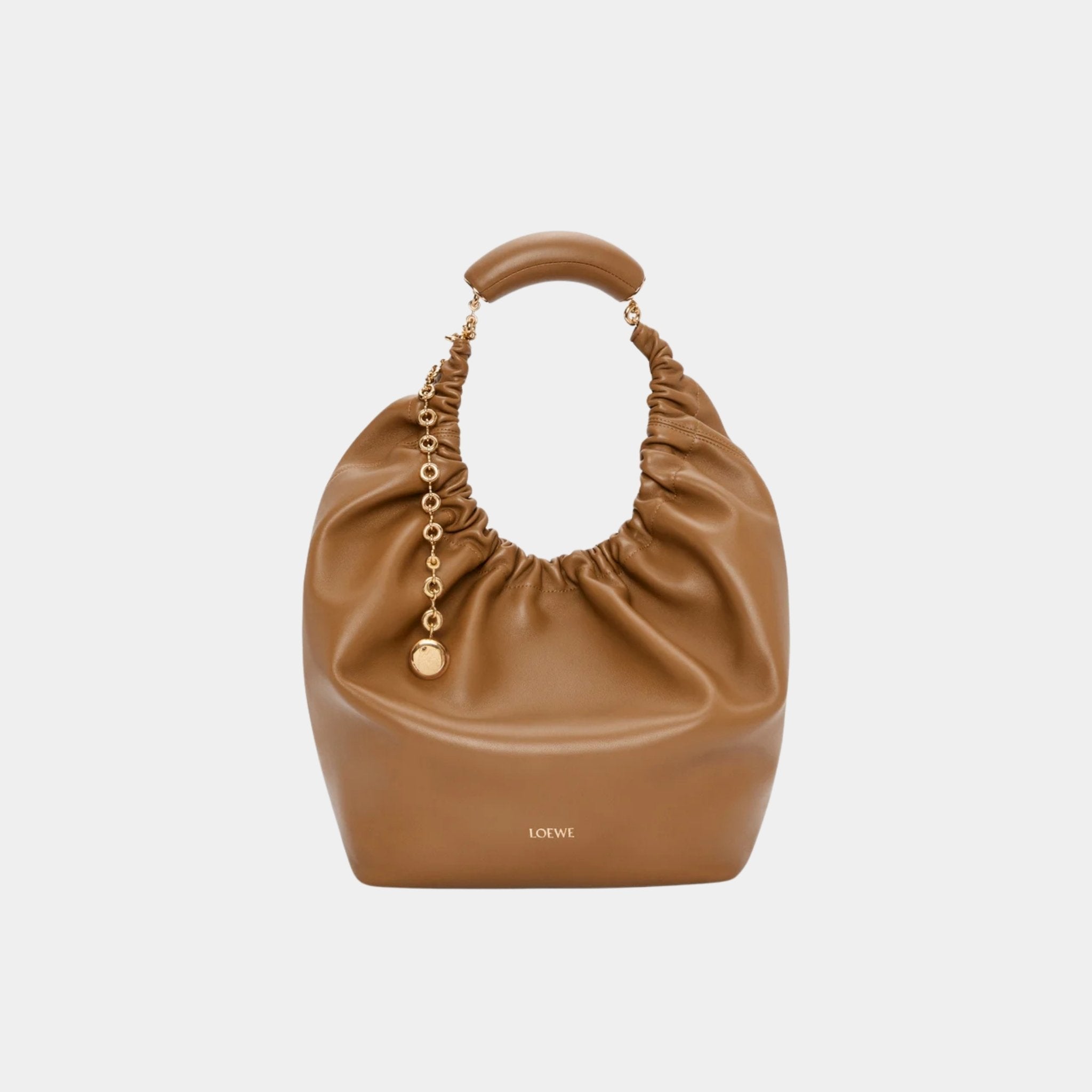 Loewe Medium-sized Squeeze Bag Velvety Nappa Lambskin, Oak Wood, Front