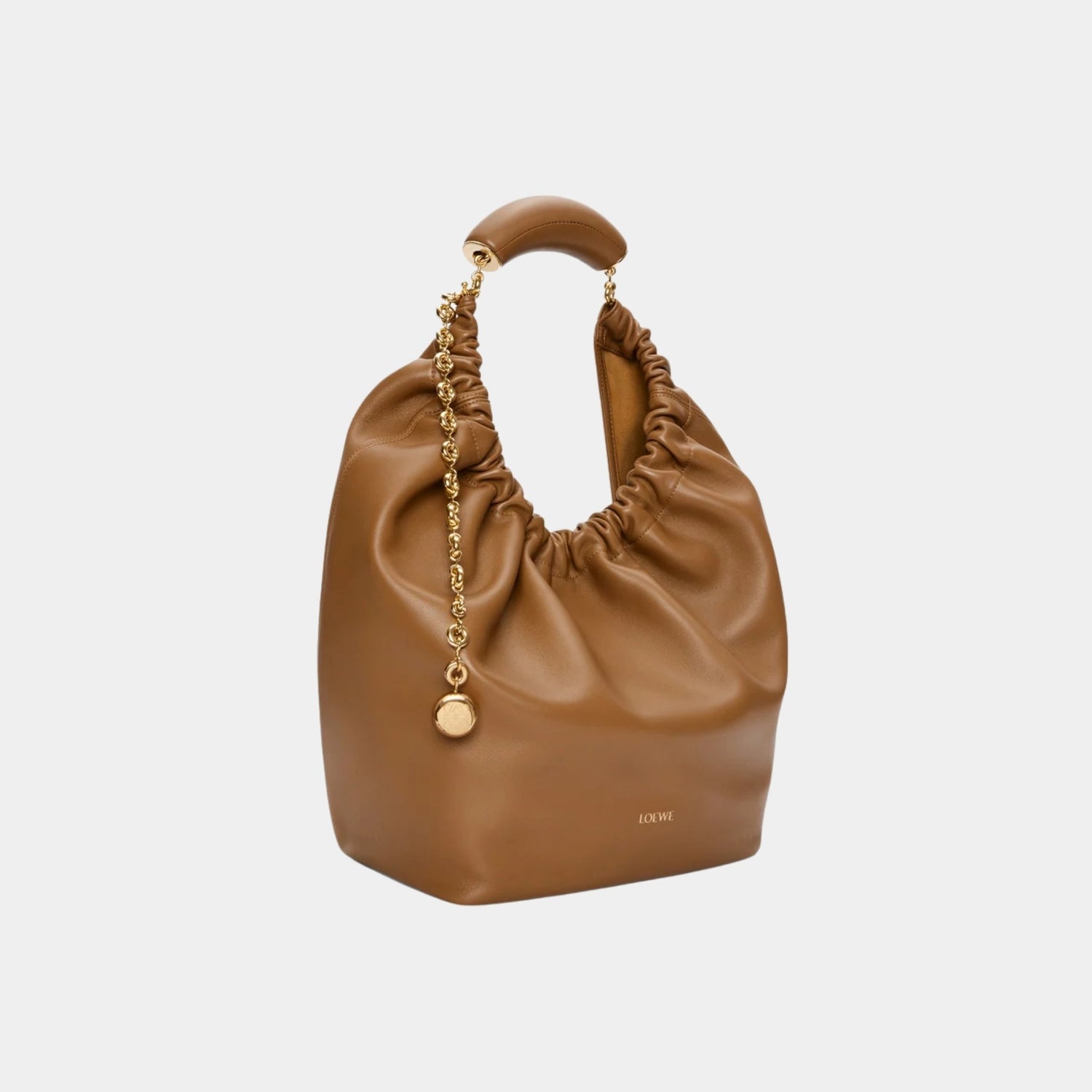 Loewe Medium-sized Squeeze Bag Velvety Nappa Lambskin, Oak Wood, Side