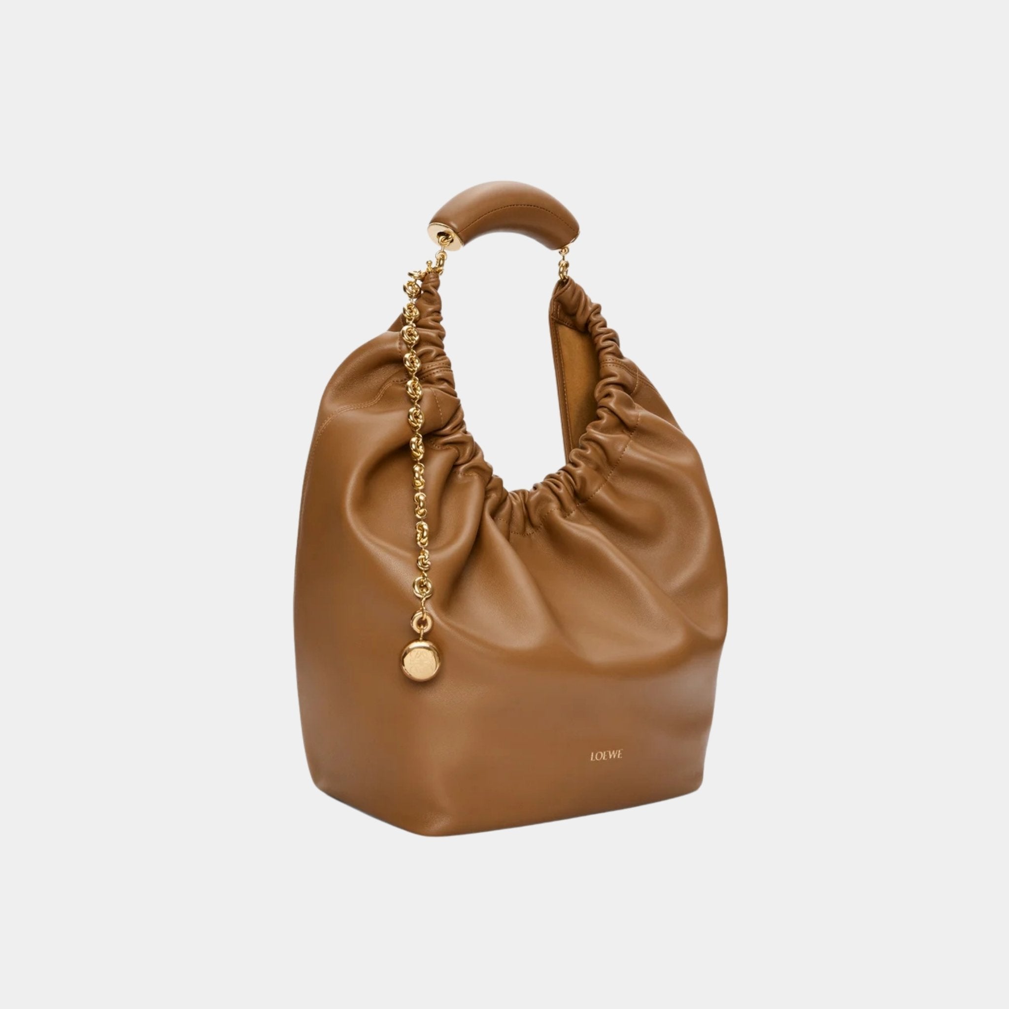 Loewe Medium-sized Squeeze Bag Velvety Nappa Lambskin, Oak Wood, Side