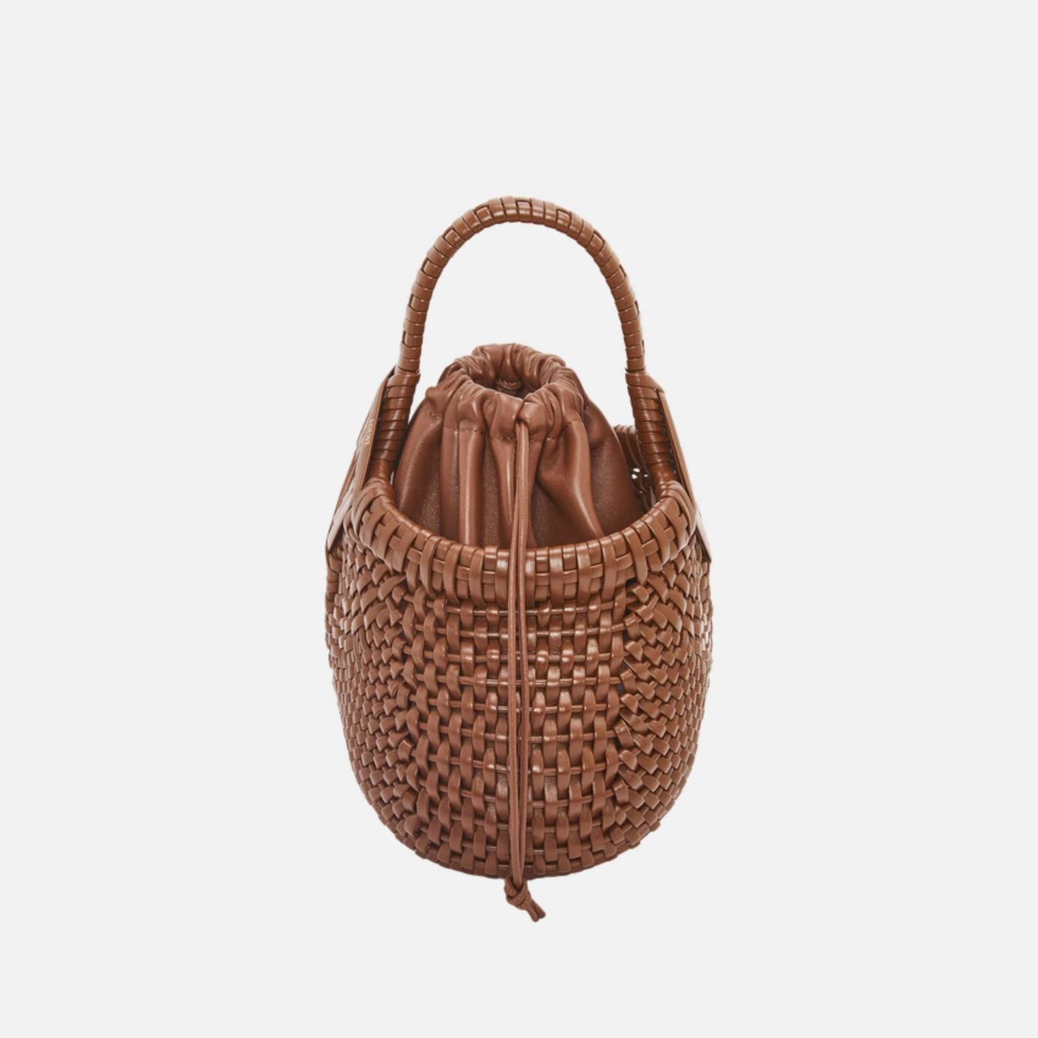 Loewe Mini Diamond Round Basket Bag in Calfskin, Tan, Side
